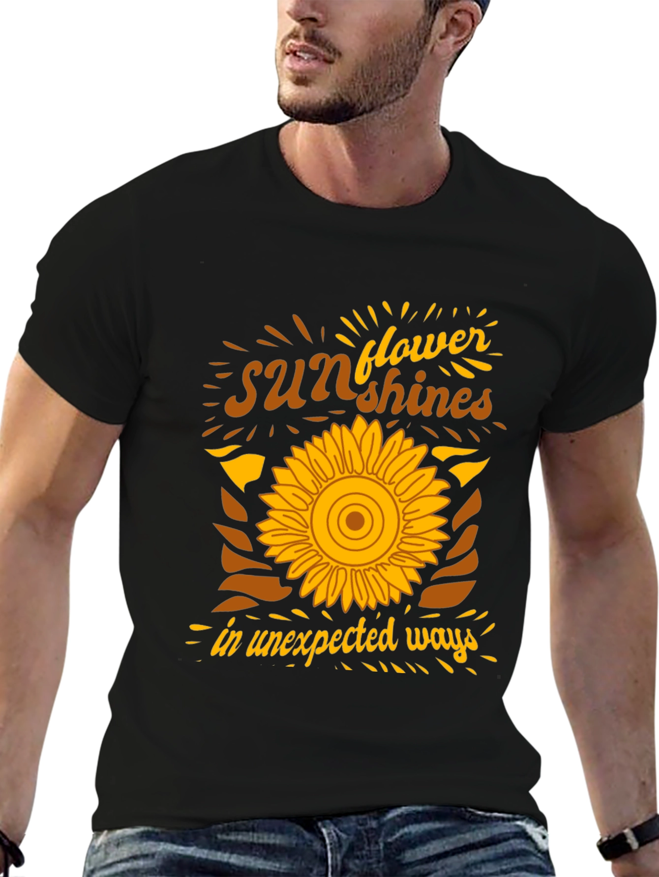 Black Sunflower Sunshines Graphic T-Shirt view 6