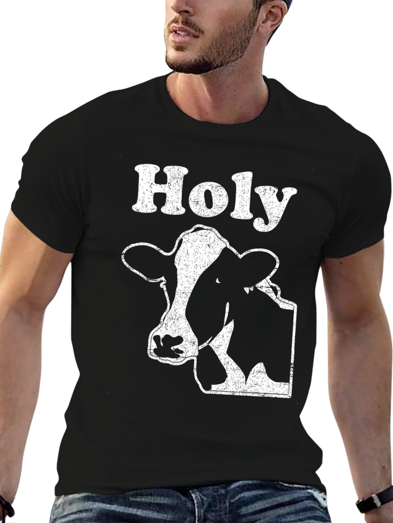 Black Holy Cow Graphic T-Shirt - Black view 6