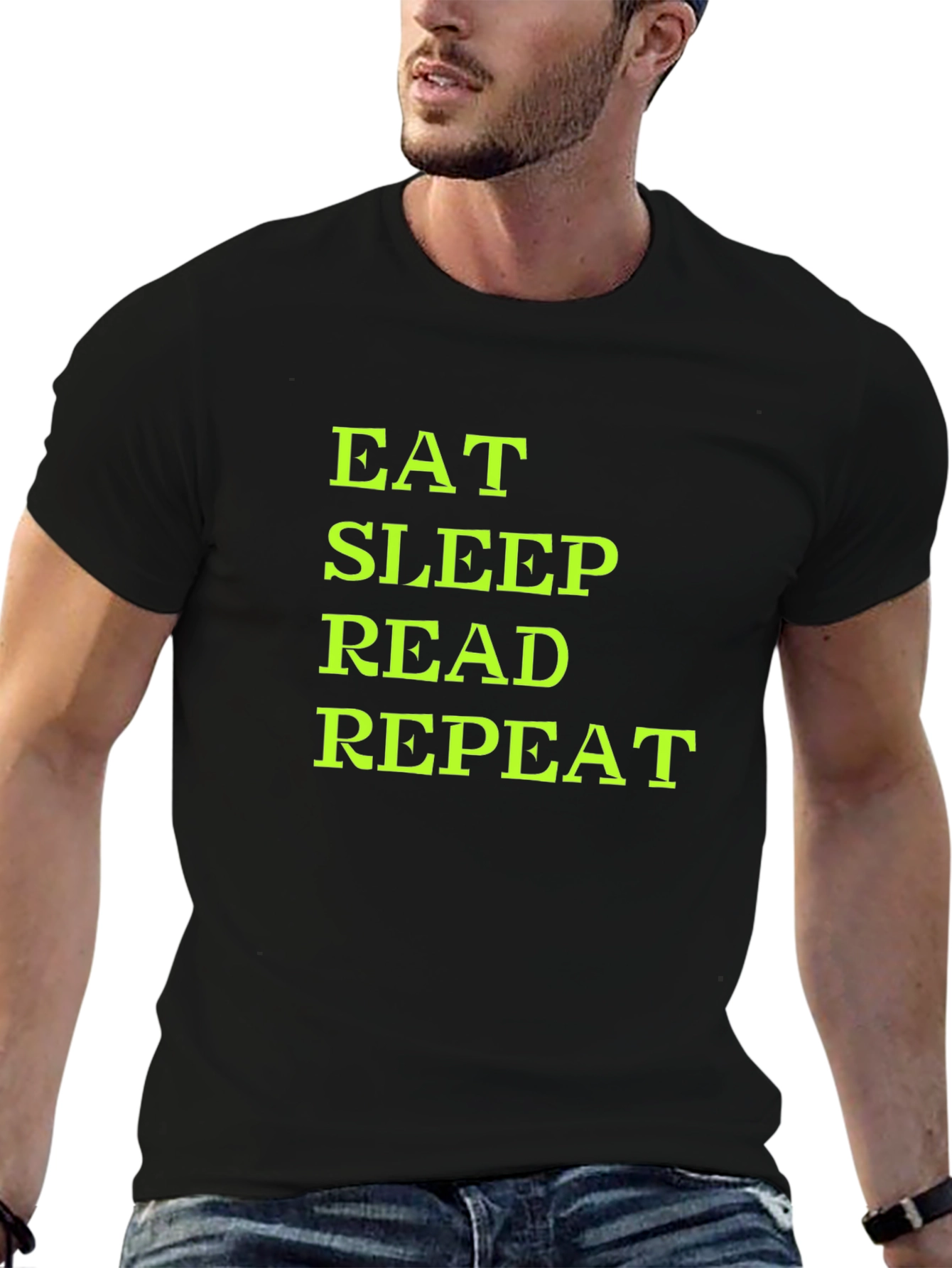 Black Eat Sleep Read Repeat T-Shirt - Black view 6