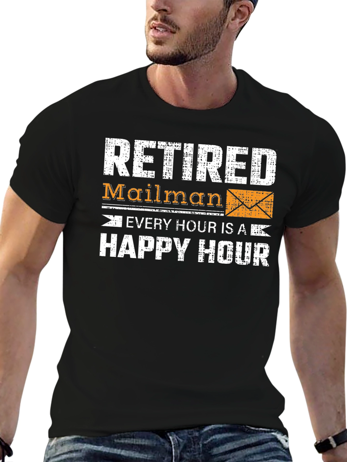 Black Retired Mailman Happy Hour Graphic Tee view 6
