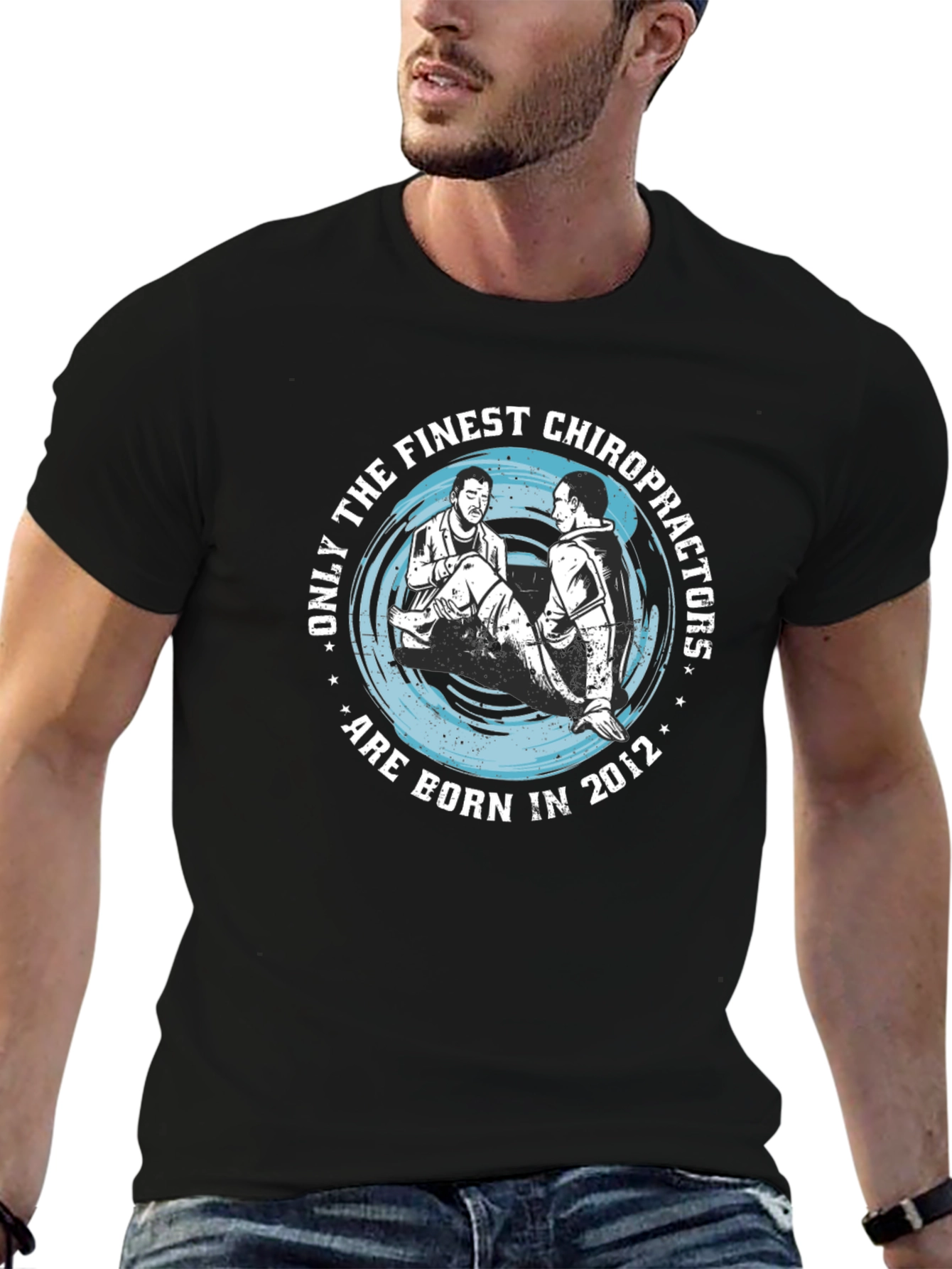 Black Finest Chiropractors Born in 2012 T-Shirt view 6