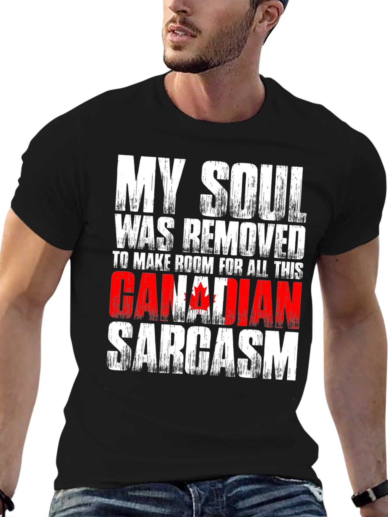 Black Canadian Sarcasm T-Shirt Funny Humor Graphic Tee view 6