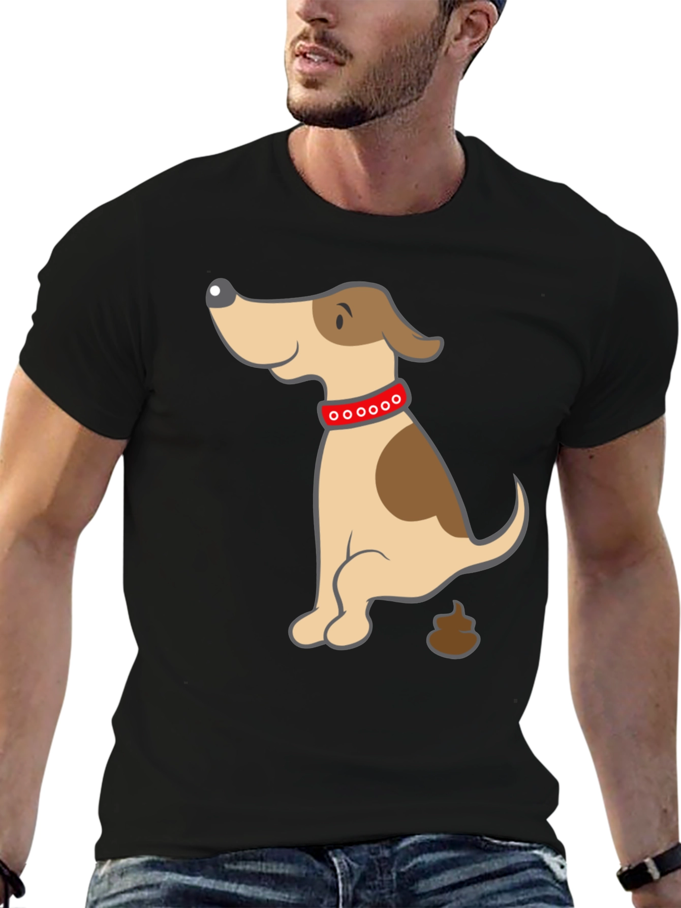 Black Funny Dog Poop Cartoon Black T-Shirt view 6