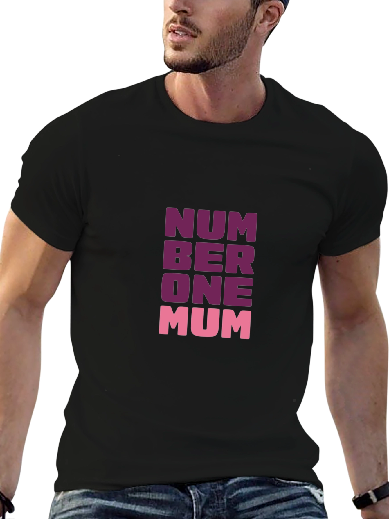 Black Number One Mum Black T-Shirt view 6
