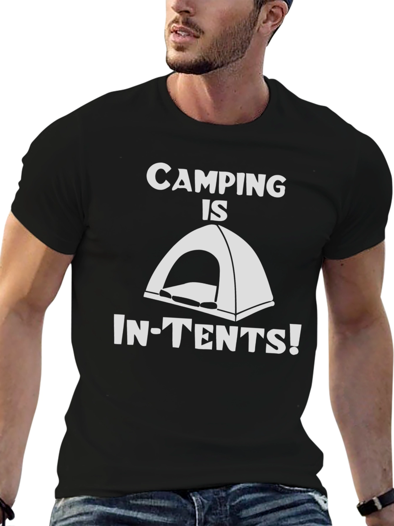 Black Camping In-Tents Black T-Shirt view 6