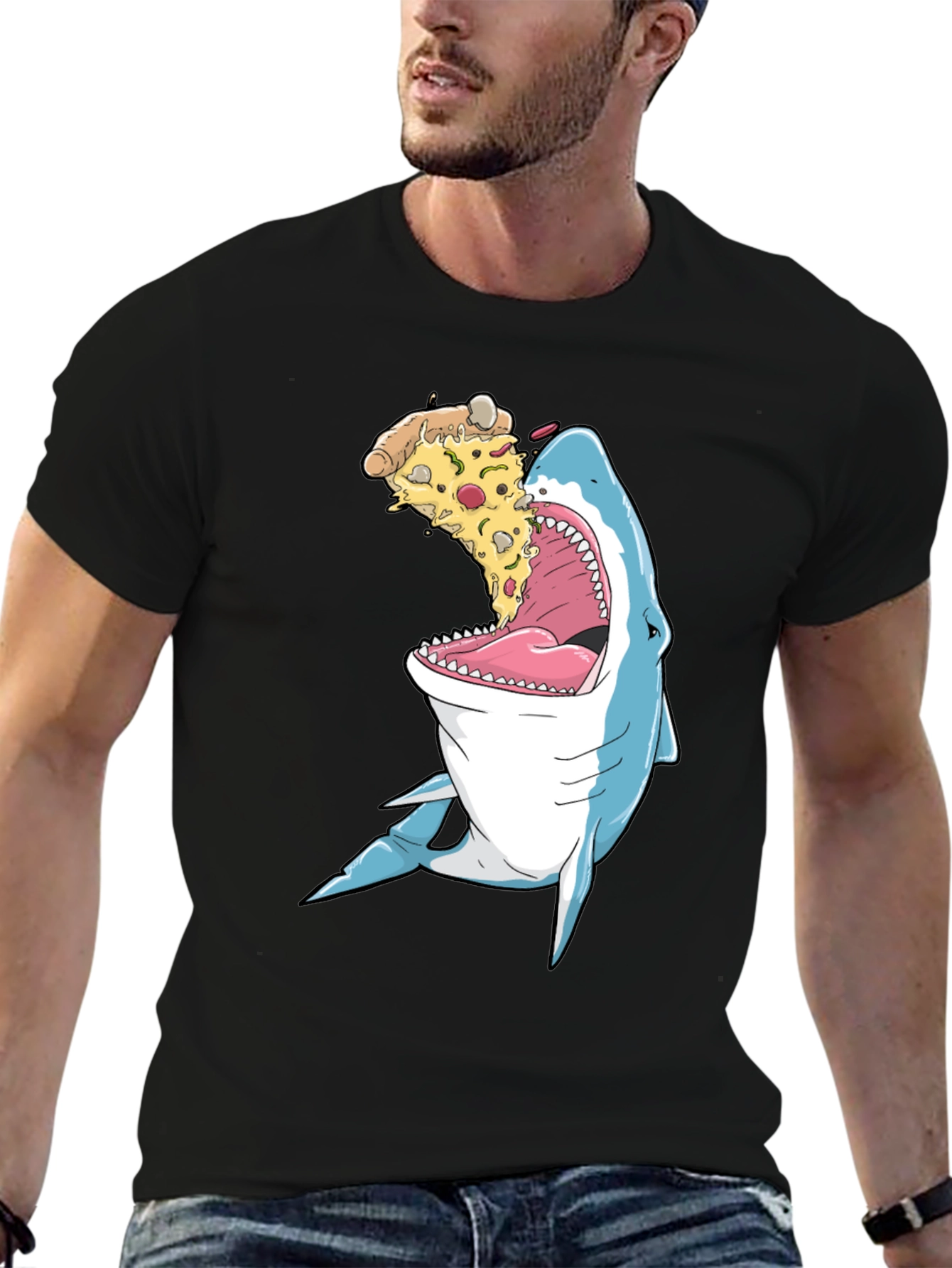 Black Shark Pizza T-Shirt view 6