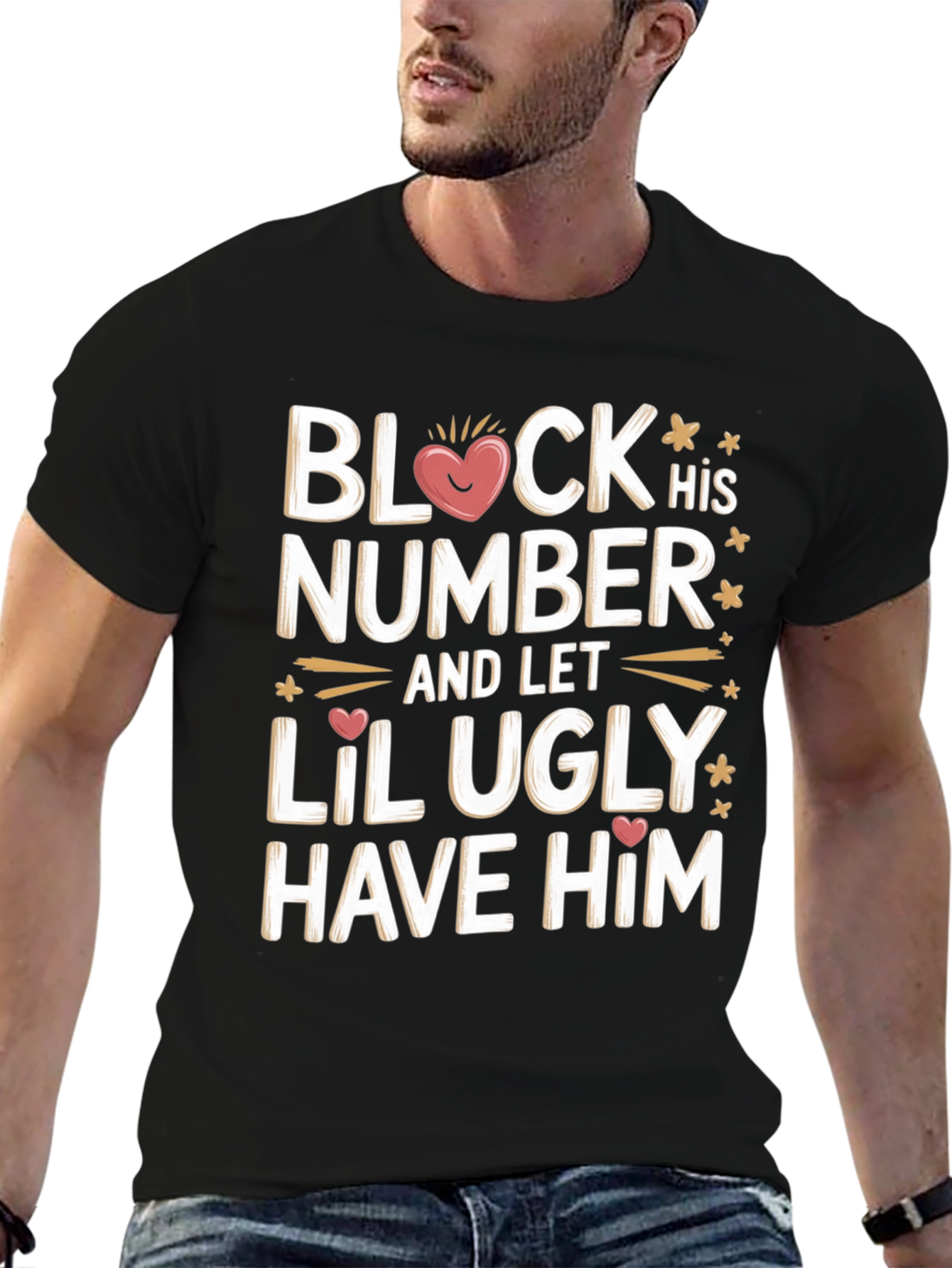 Black Block His Number Funny T-Shirt view 6