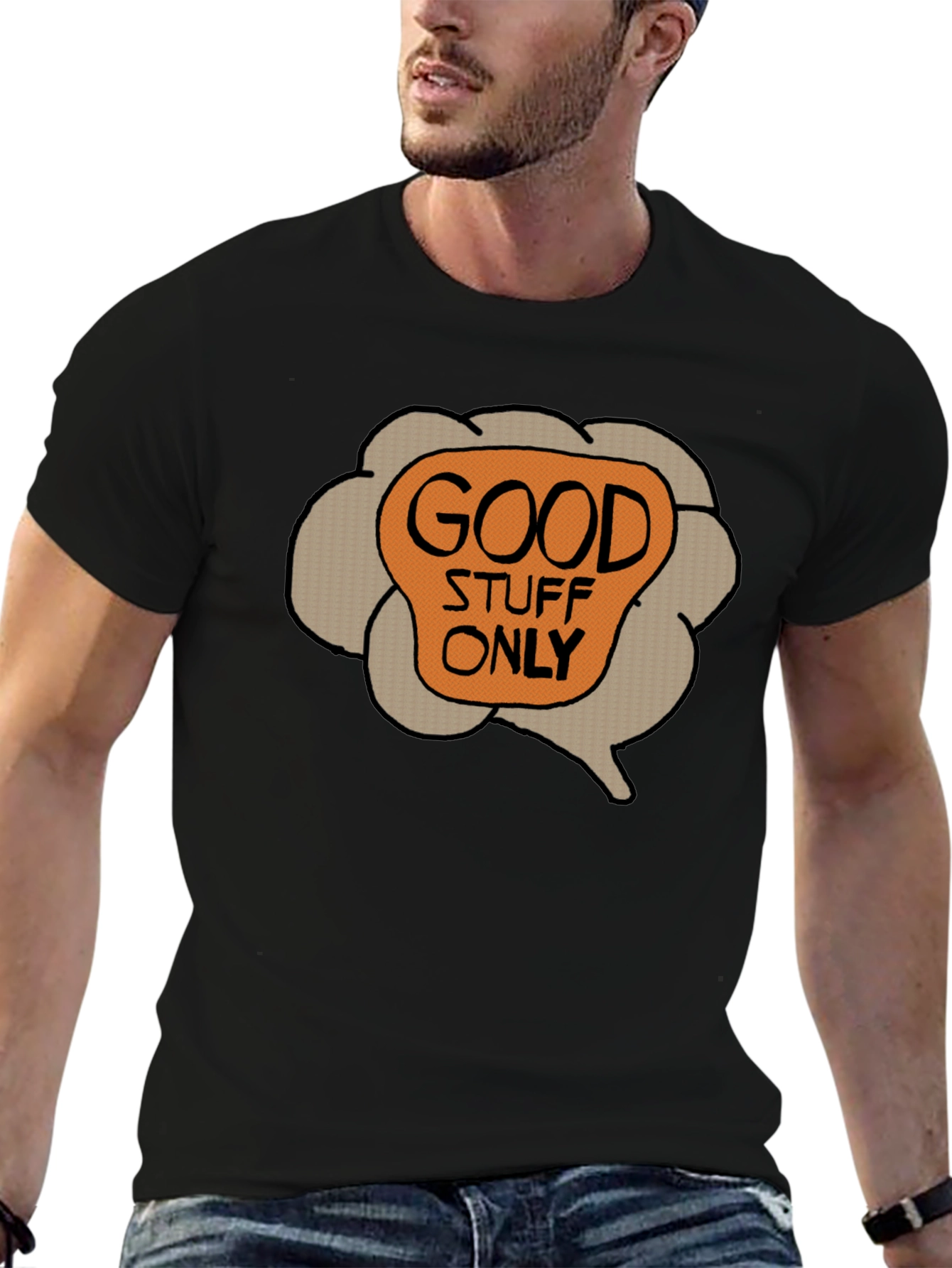 Black Good Stuff Only Graphic Tee - Cool Casual Comfort view 6