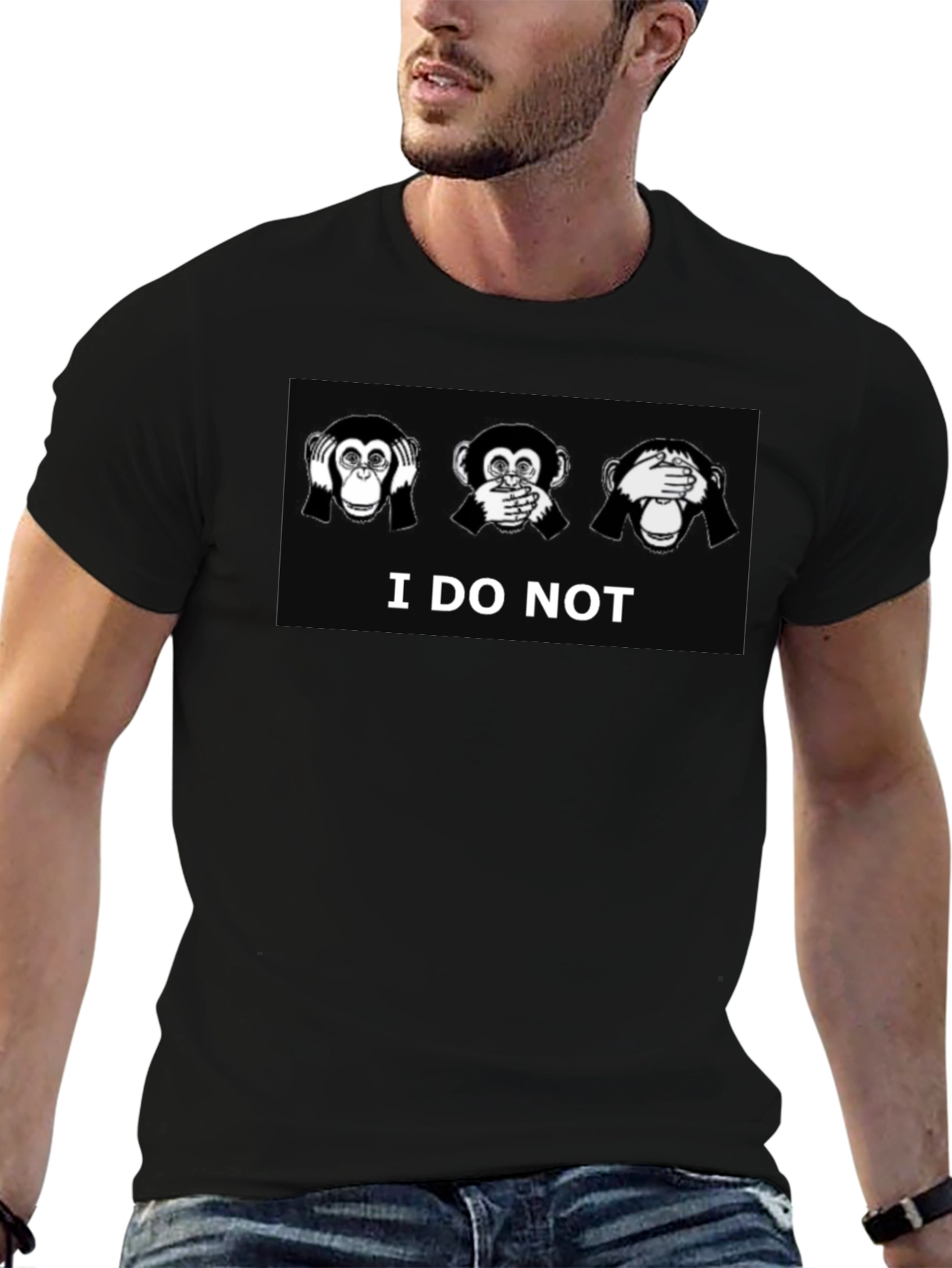 Black I Do Not Black T-Shirt See Hear Speak No Evil Graphic Tee view 6