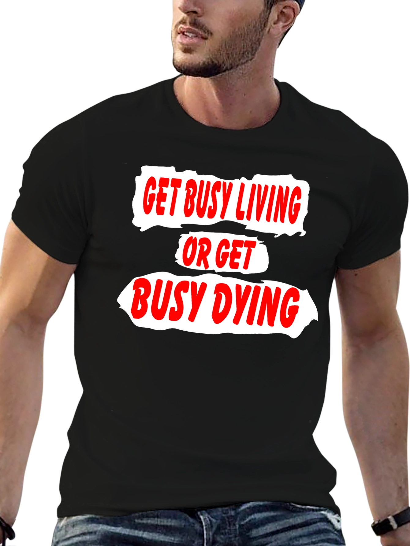 Black Get Busy Living T-Shirt view 6