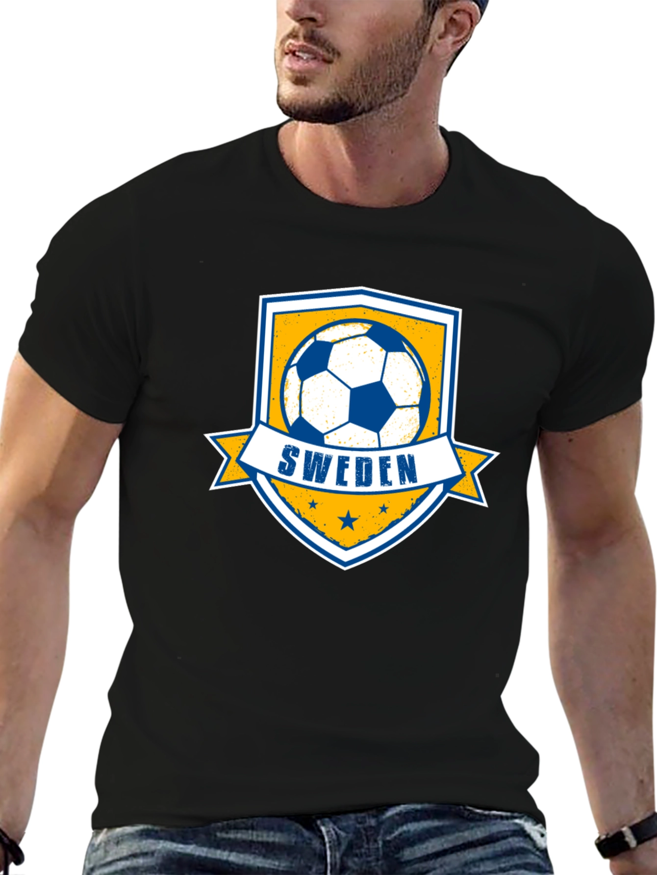 Sweden Soccer T-Shirt - Black Tee - 6