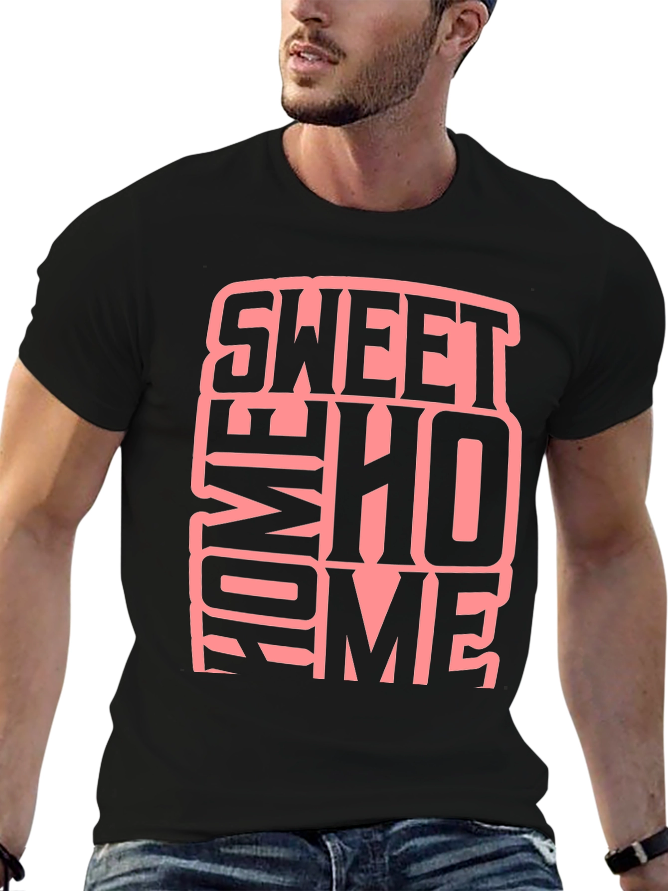 Black Sweet Home Graphic Black T-Shirt view 6