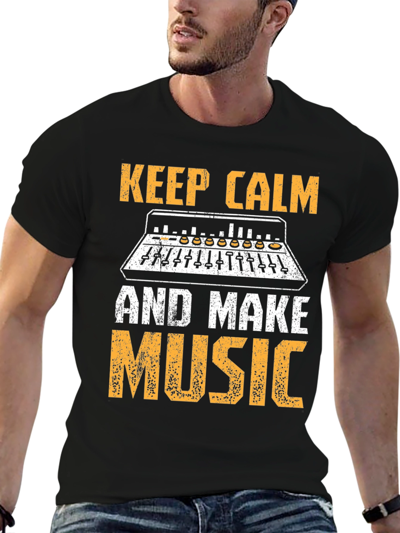 Black Keep Calm and Make Music T-Shirt view 6