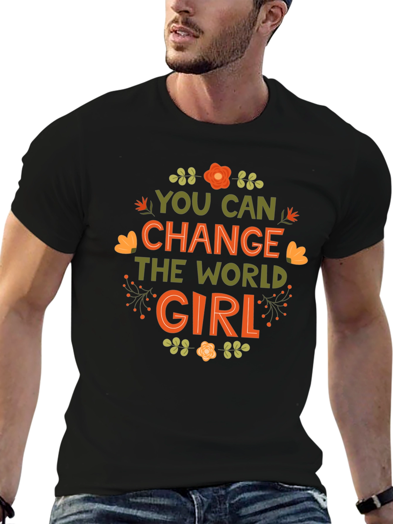 Black You Can Change the World Girl T-Shirt view 6