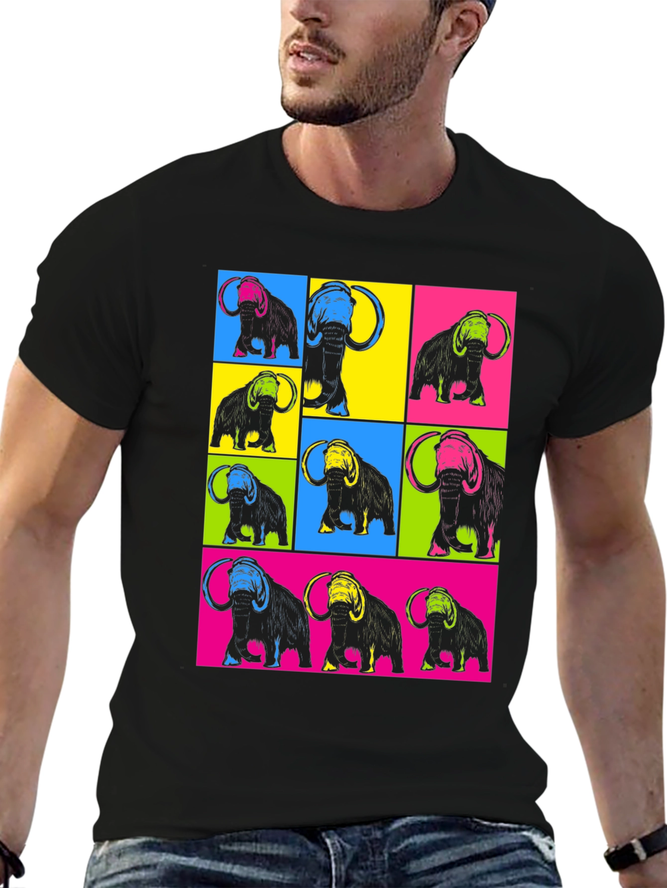 Black Pop Art Mammoth T-Shirt - Black view 6
