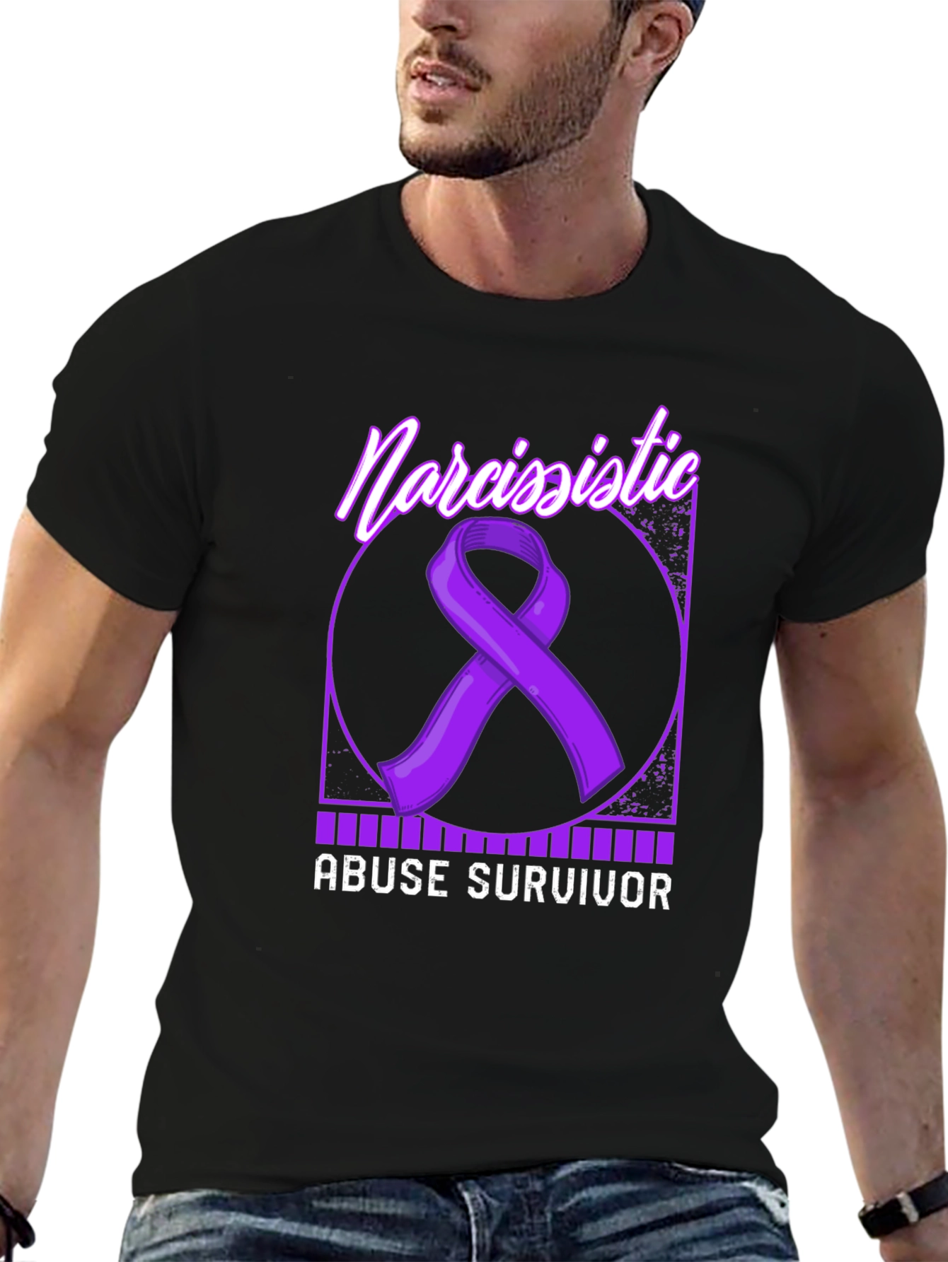 Black Narcissistic Abuse Survivor Awareness T-Shirt view 6