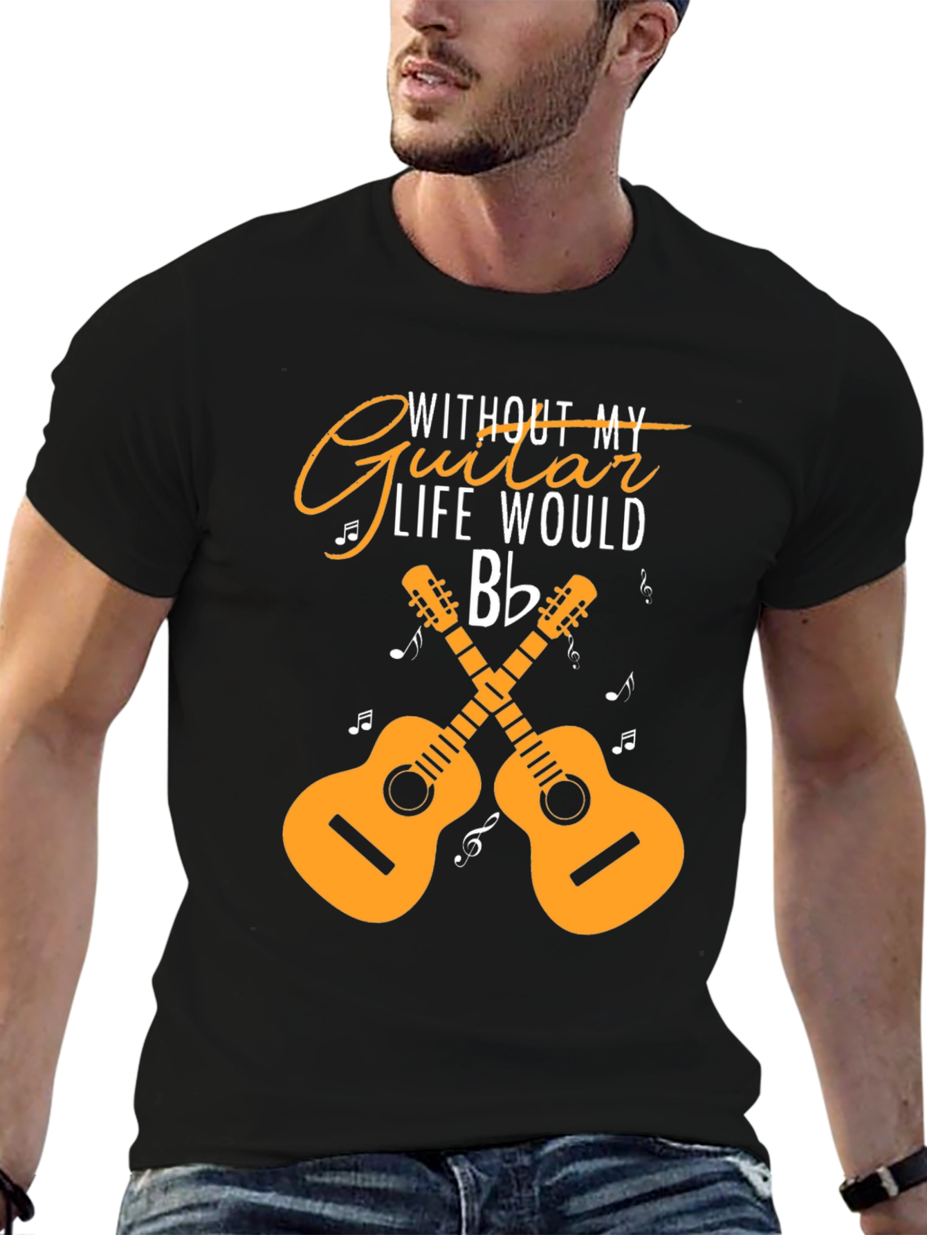 Black Guitar Life T-Shirt: Music Lover Tee view 6