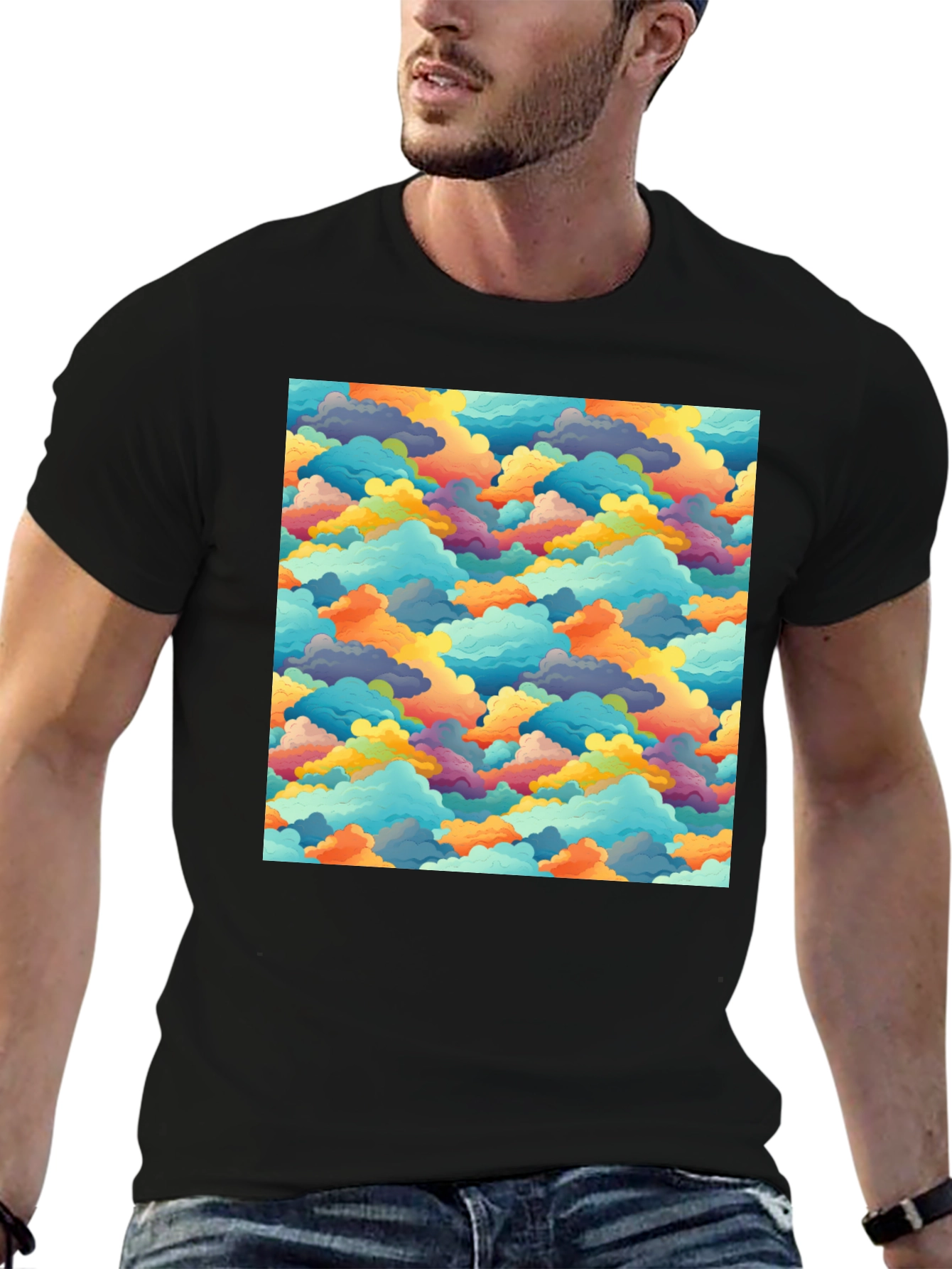 Black Cloudscape Pattern Tee view 6