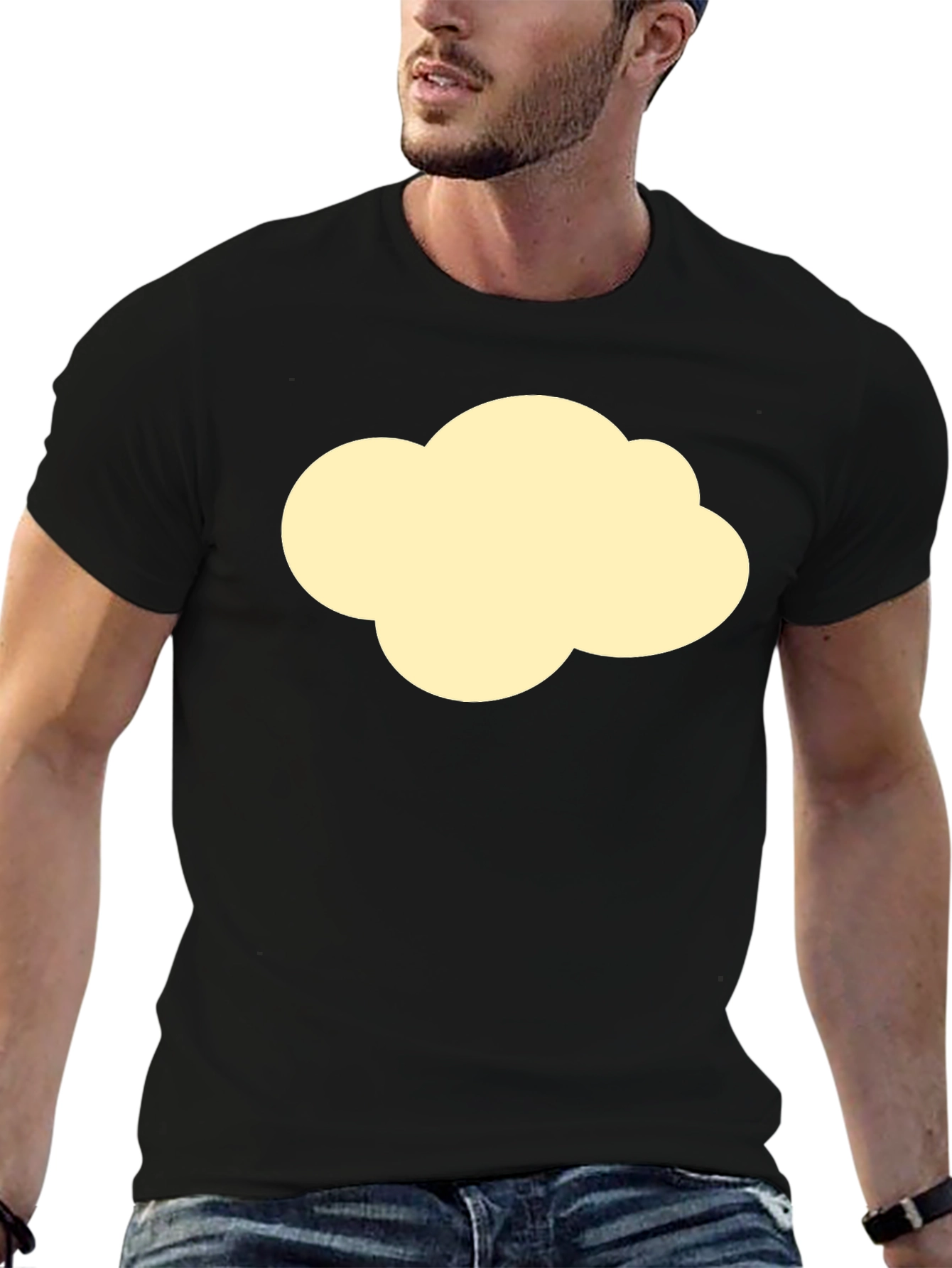 Black Cloud Graphic Tee - Black Cotton Casual T-Shirt view 6