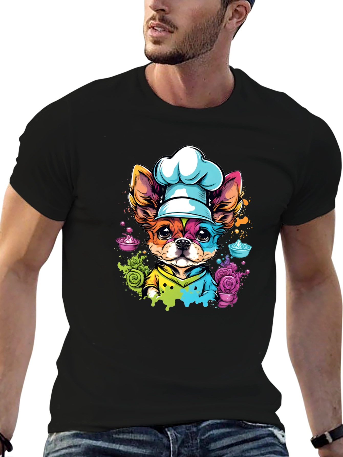 Black Chef Dog Graphic T-Shirt - Cute & Unique view 6