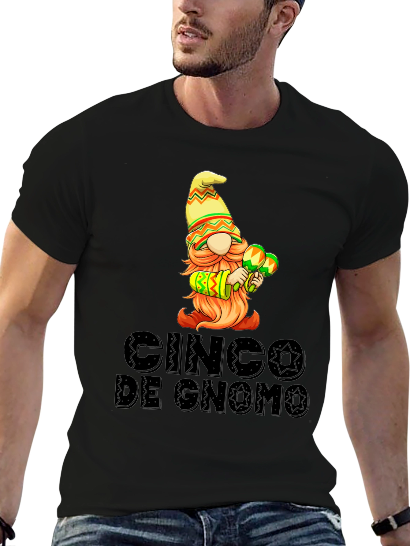 Black Cinco de Gnomo Graphic T-Shirt - Festive Fun view 6
