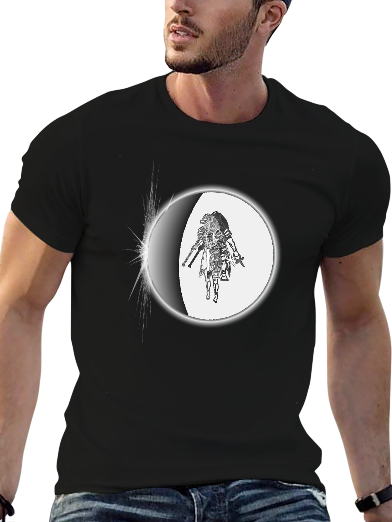 Black Warrior Eclipse Graphic T-Shirt - Men's Black Tee view 6