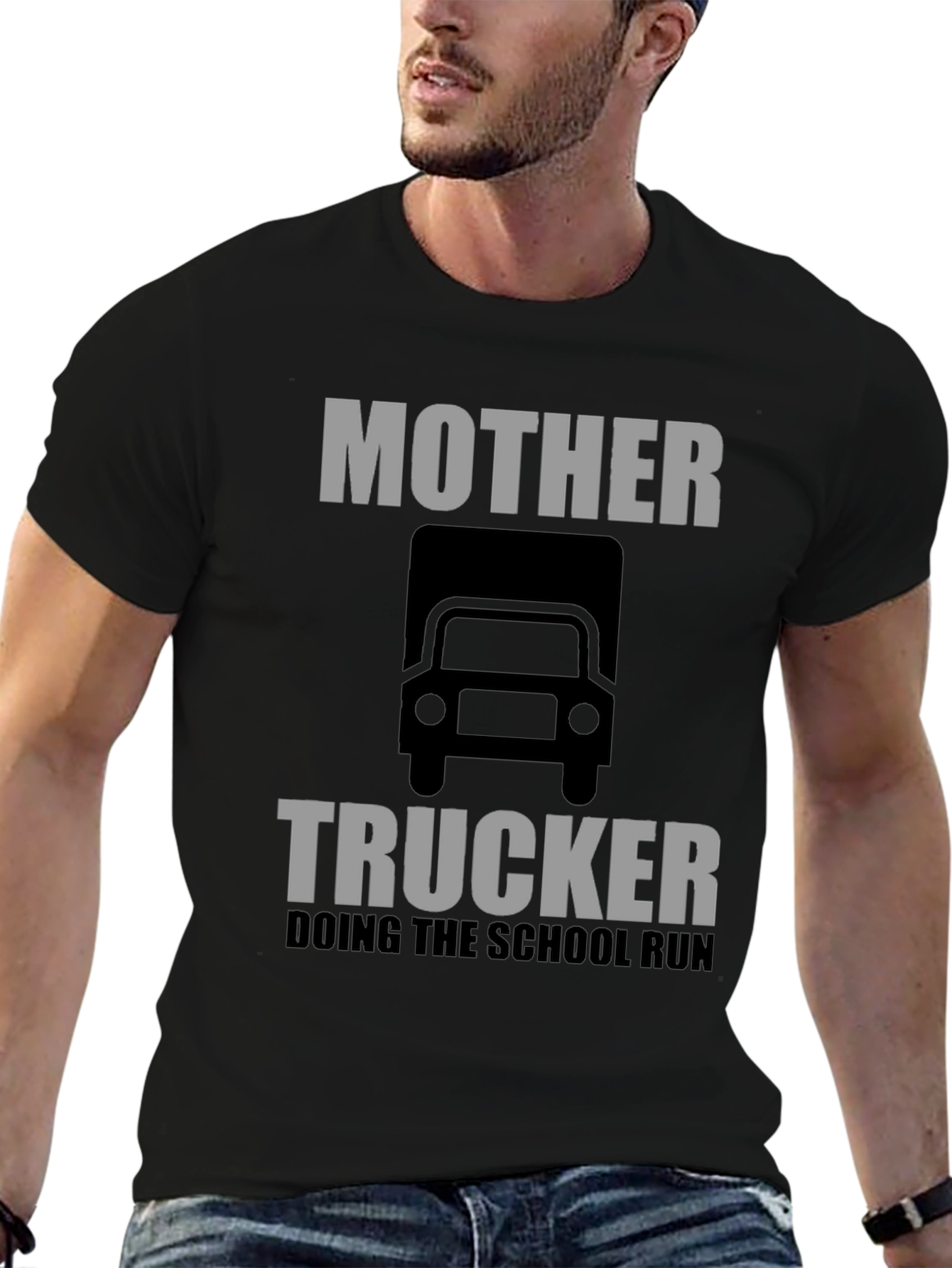 Black Mother Trucker T-Shirt: Doing the School Run Funny Tee view 6