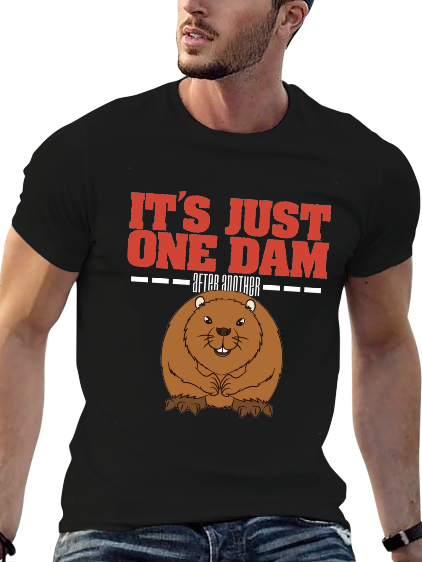 Black It's Just One Dam After Another Beaver T-Shirt view 6