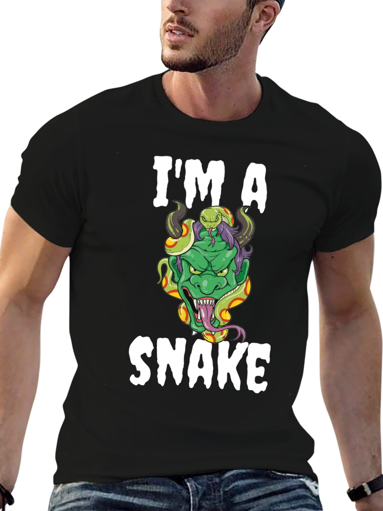 Black I'm A Snake Graphic T-Shirt view 6