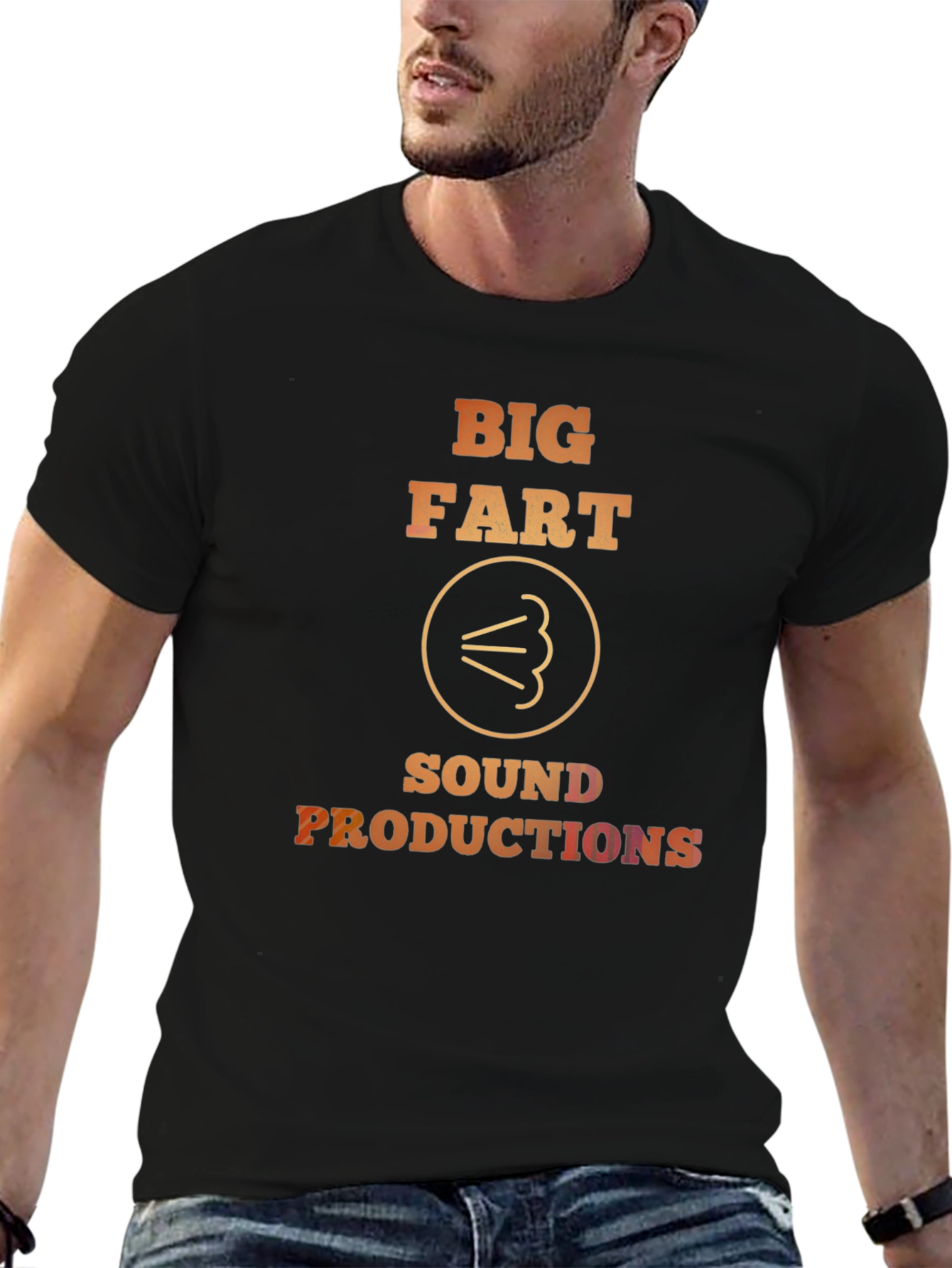Black Big Fart Sound Productions Novelty T-Shirt view 6