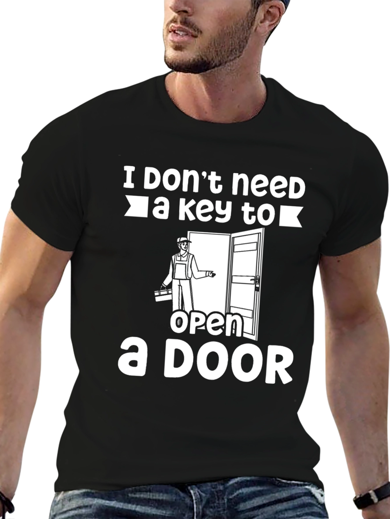 Black Funny Locksmith T-Shirt - I Don't Need a Key! view 6