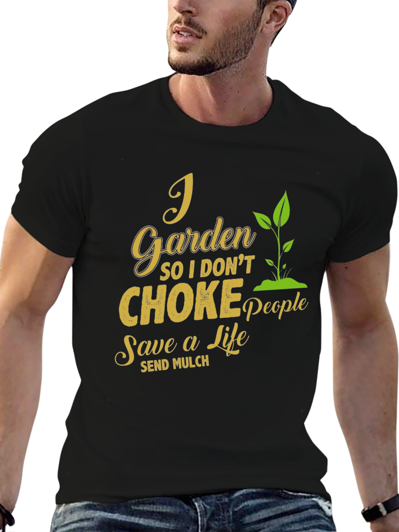 Black I Garden So I Don't Choke People T-Shirt view 6