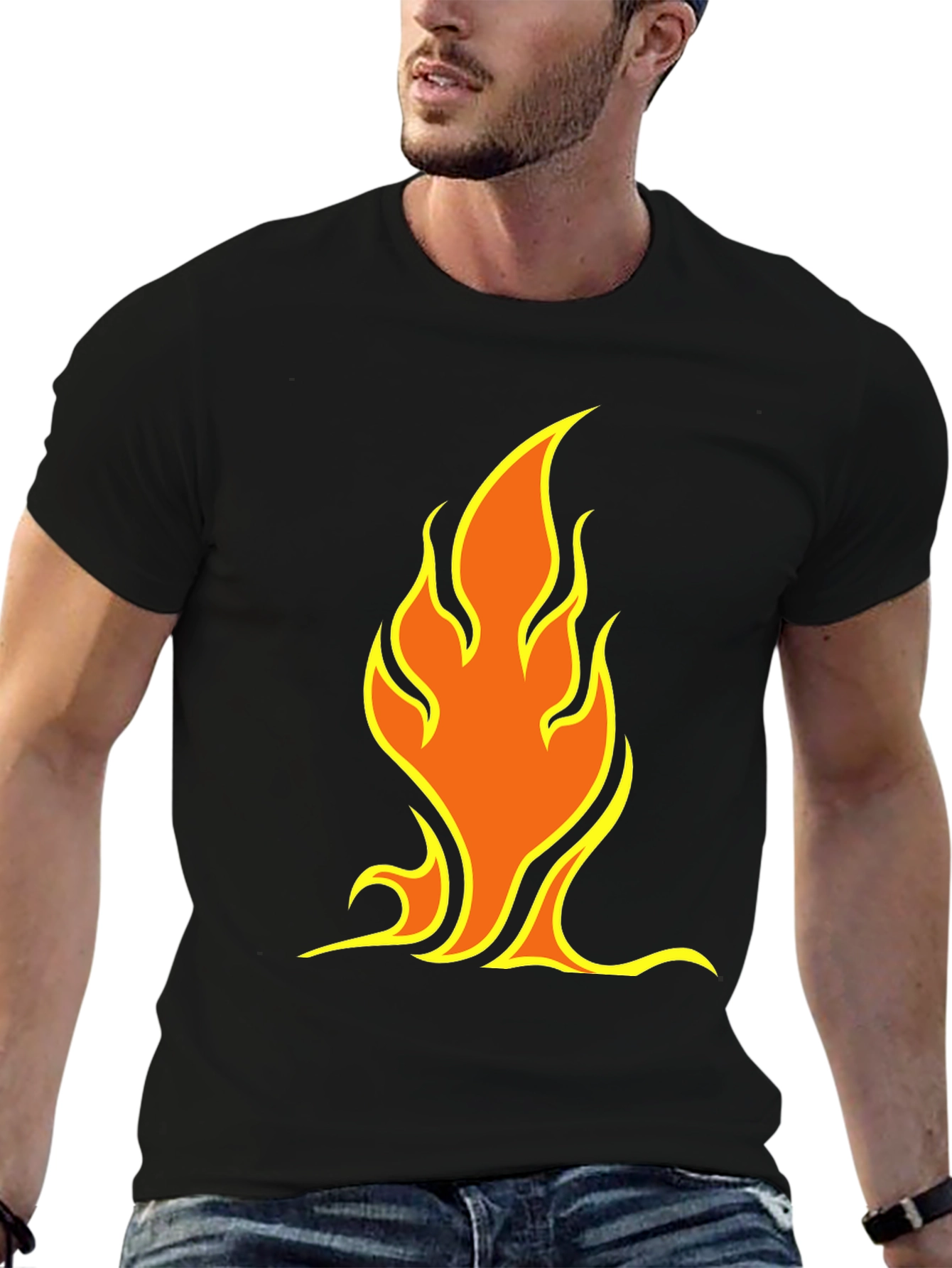 Black Flame Graphic Tee - Black Short Sleeve Shirt view 6