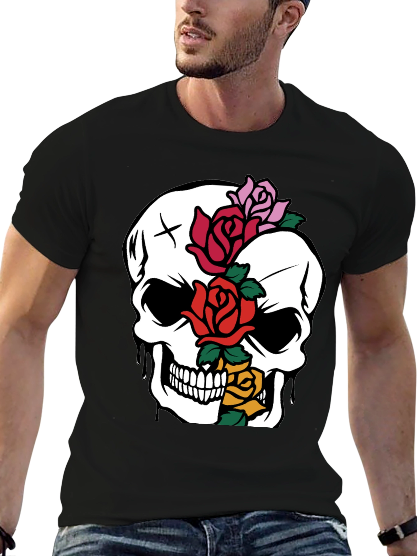 Black Skull & Roses Graphic Tee - Unique Style view 6