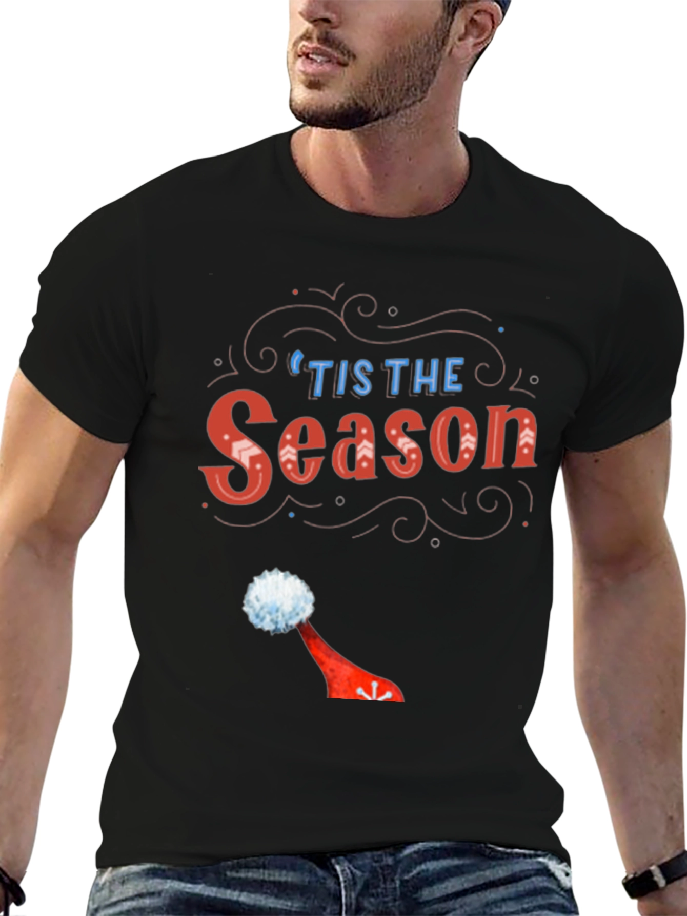 Black Festive 'Tis the Season' Graphic Tee view 6