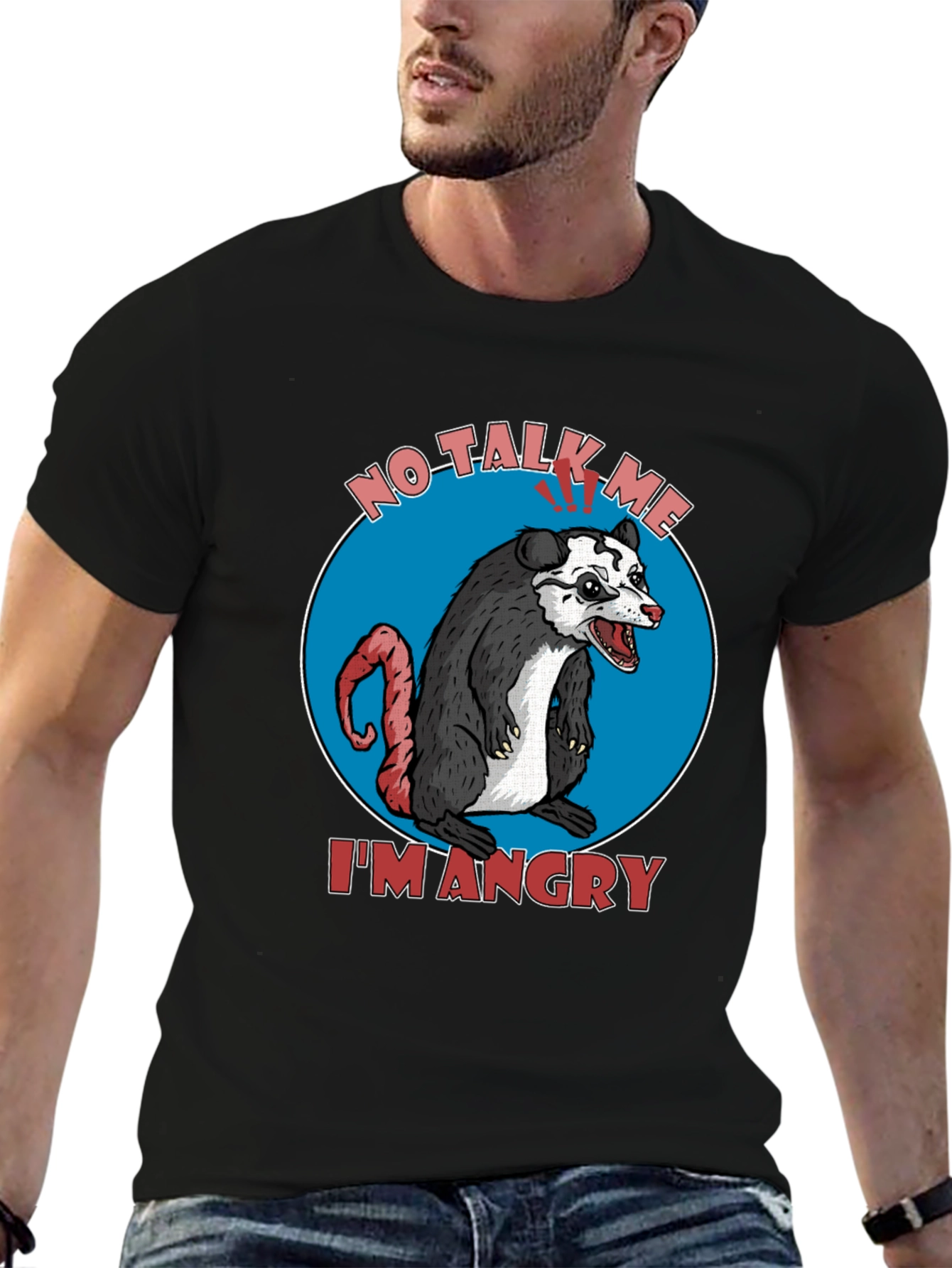 Black Angry Opossum Graphic Tee - No Talk Me I'm Angry! view 6