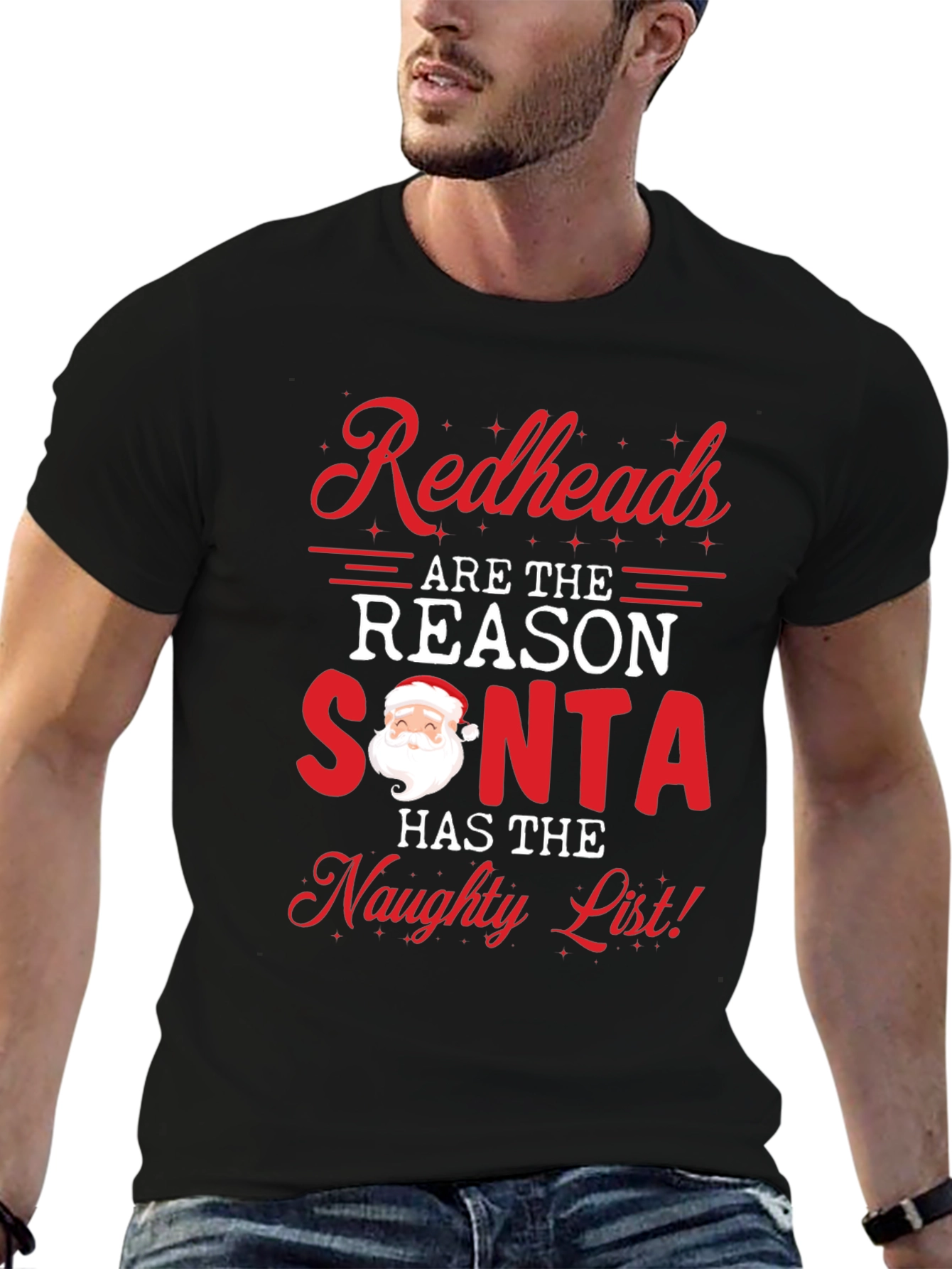 Black Redheads Reason for Santa's Naughty List Black Tee view 6