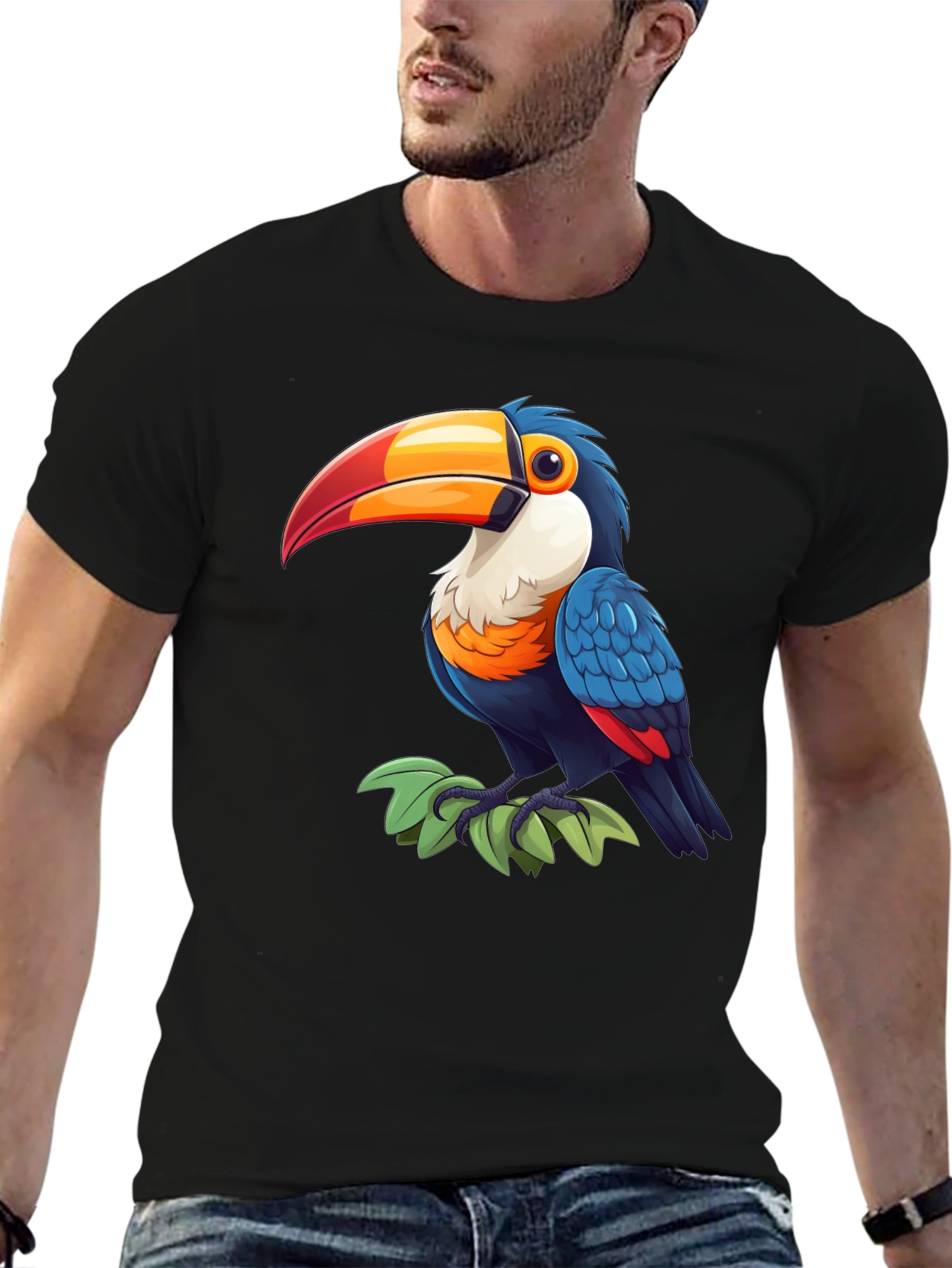Black Toucan Graphic Tee - Tropical Bird Shirt view 6