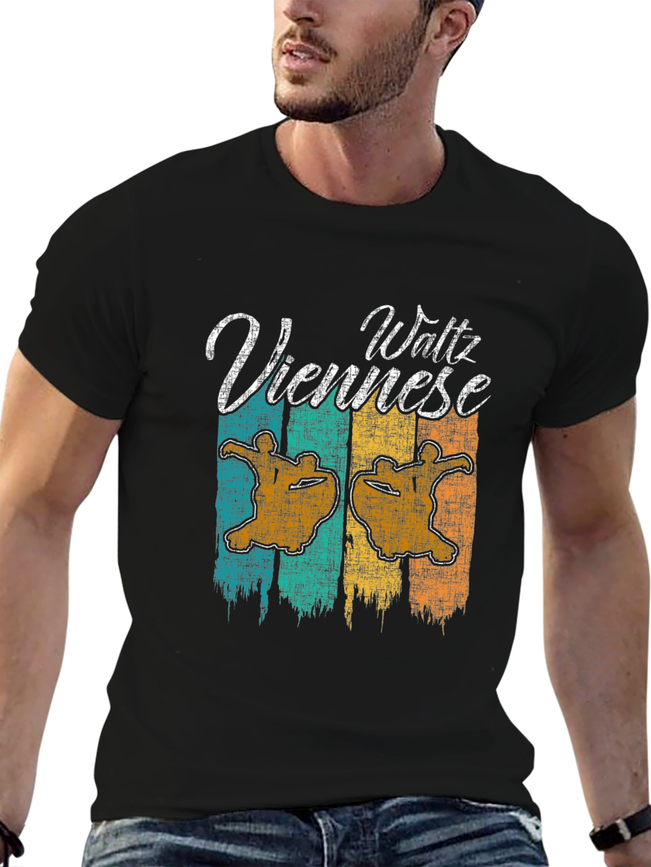 Black Viennese Waltz Retro Graphic T-Shirt view 6