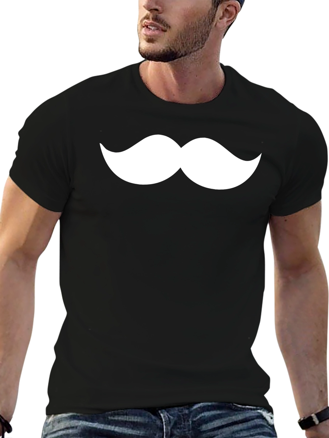 Black Mustache Graphic Tee - Classic Fun Design view 6