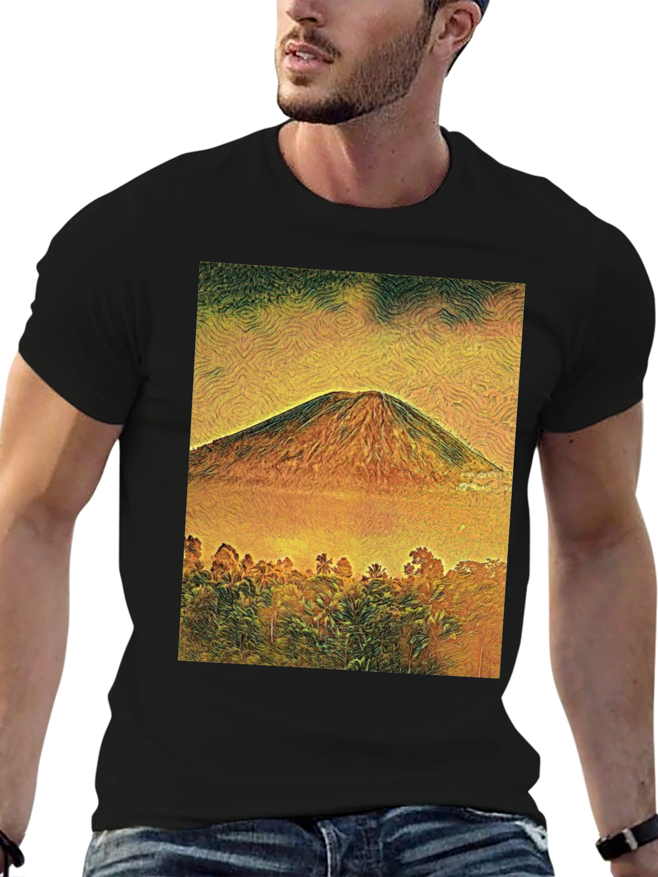 Black Mountain View Graphic Tee - Black Unisex T-Shirt view 6