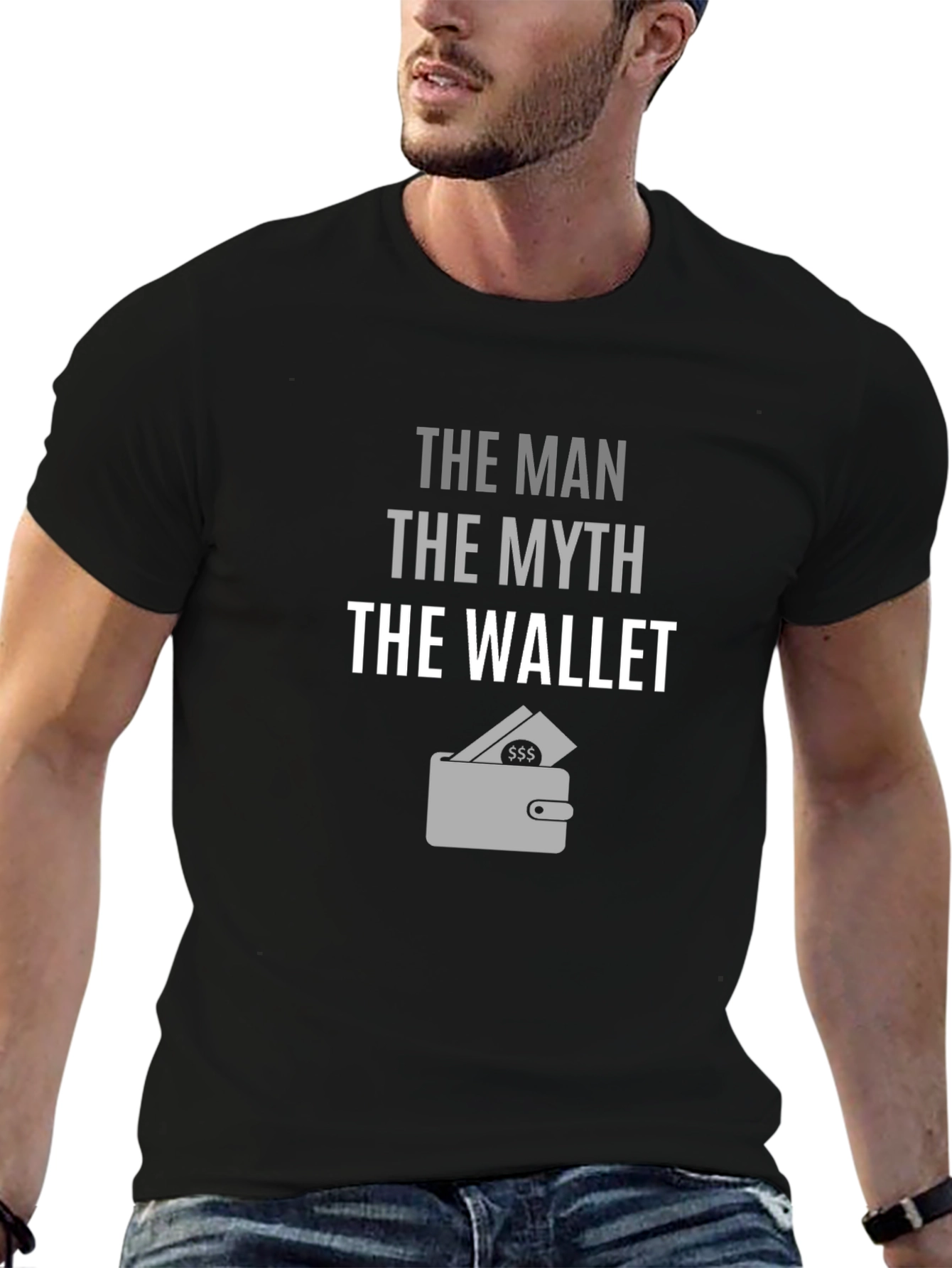 Black The Man The Myth The Wallet Men's Graphic T-Shirt view 6