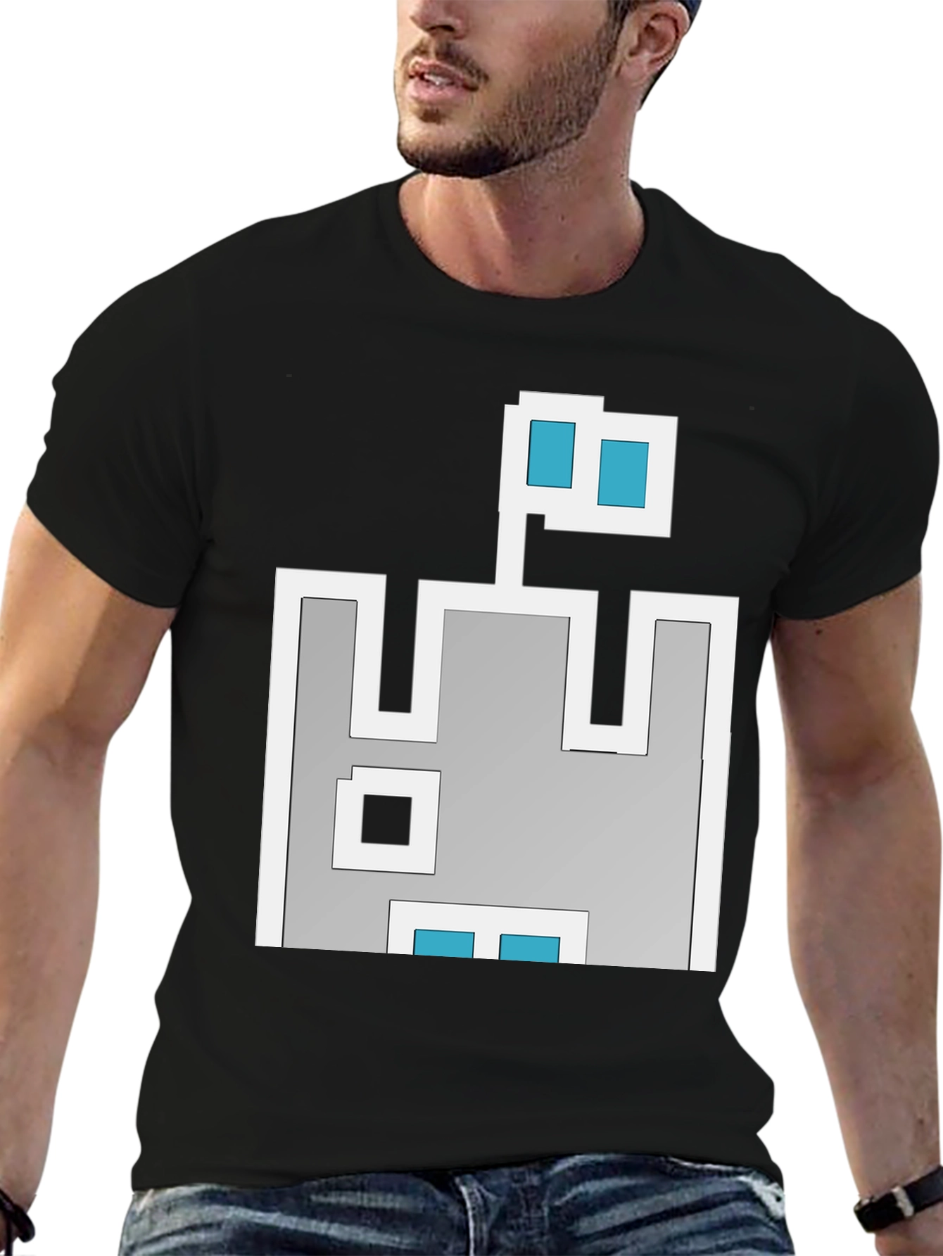 Black Retro Pixel Castle T-Shirt - Black view 6
