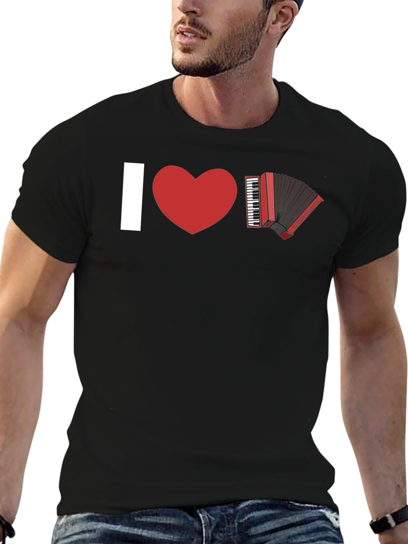 Black I Heart Accordion Tee - Musician's Statement T-Shirt view 6