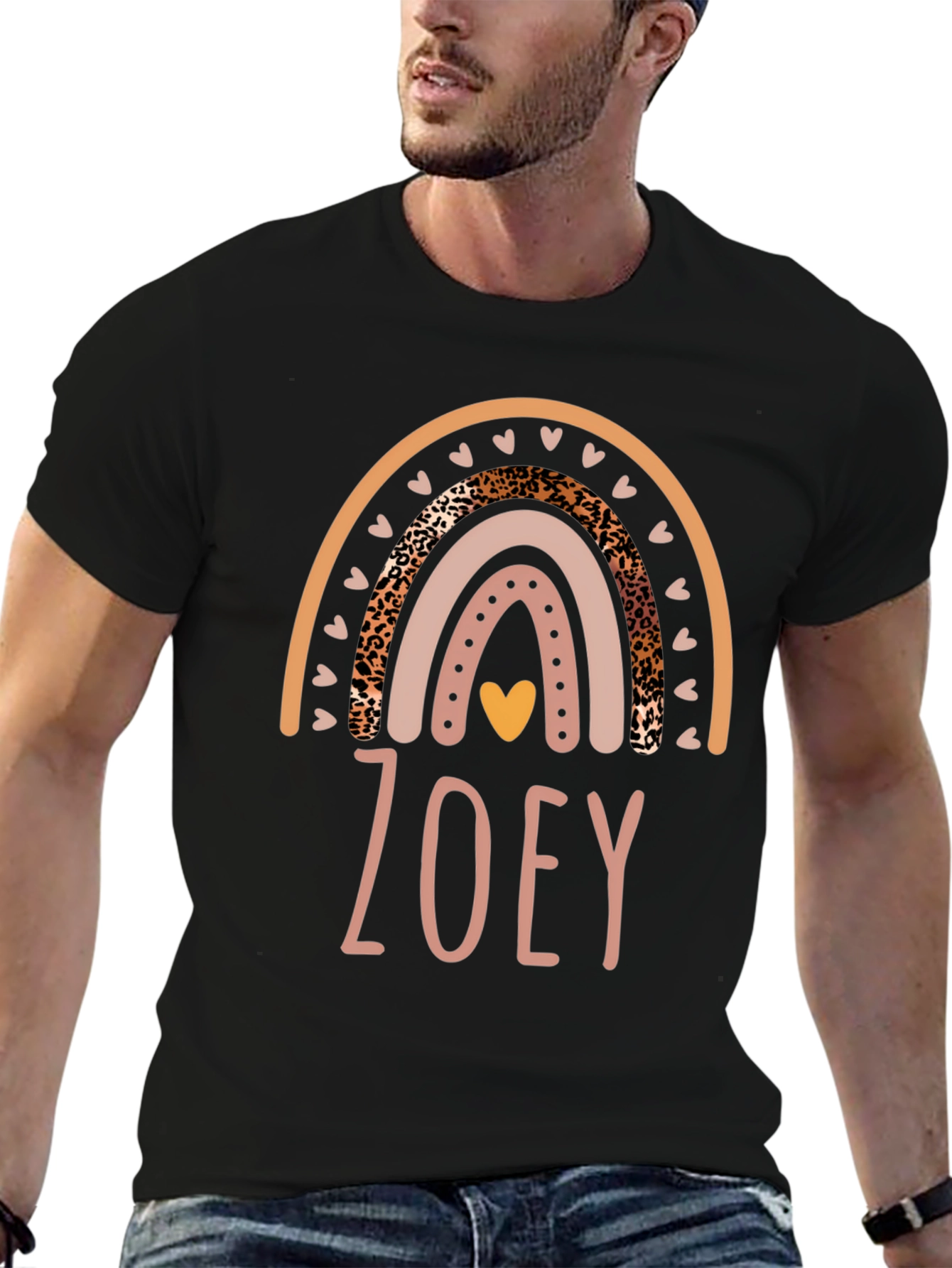 Black Zoey Rainbow Graphic Tee - Cute Personalized T-Shirt view 6