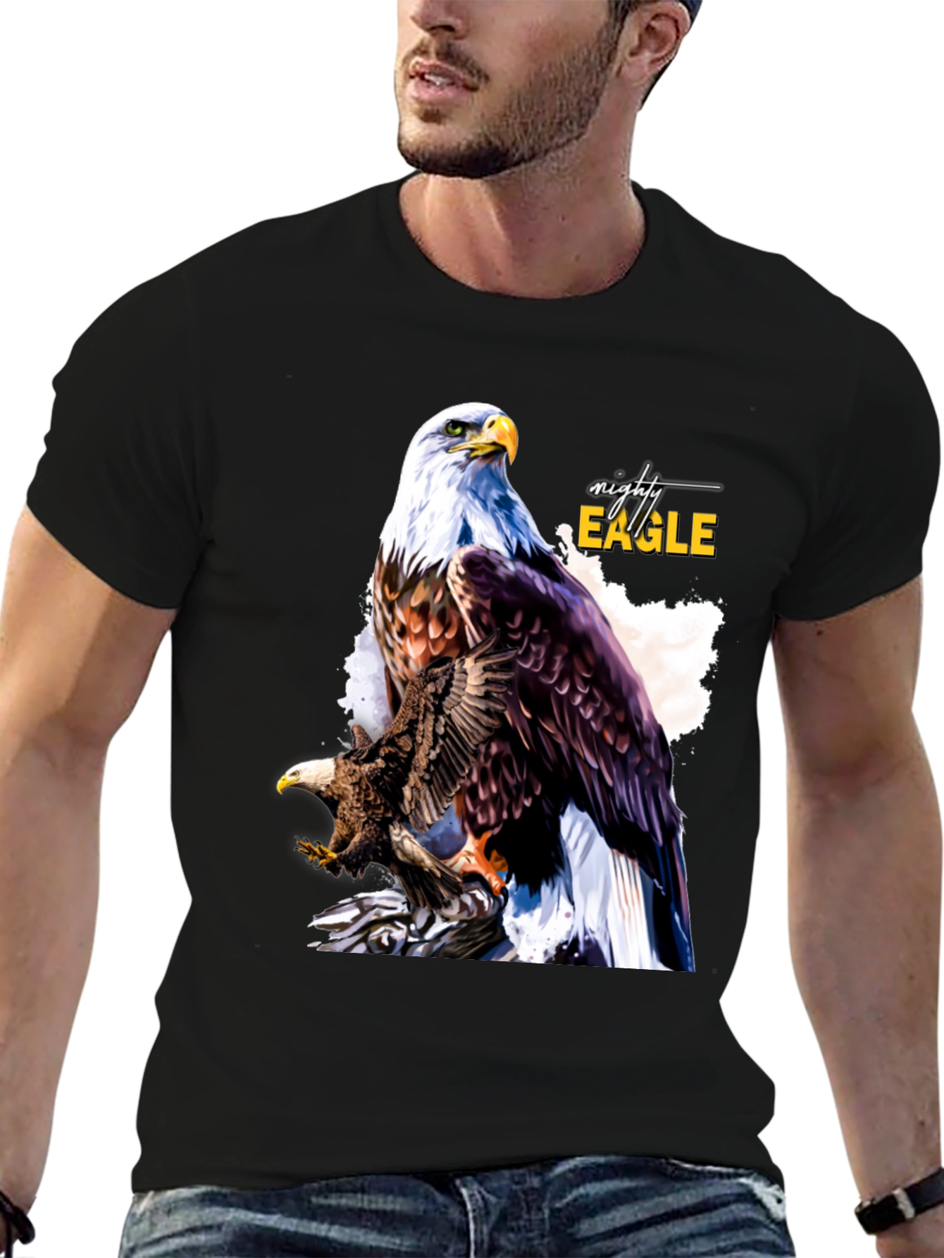 Black Mighty Eagle Graphic Tee - Men's Black T-Shirt view 6
