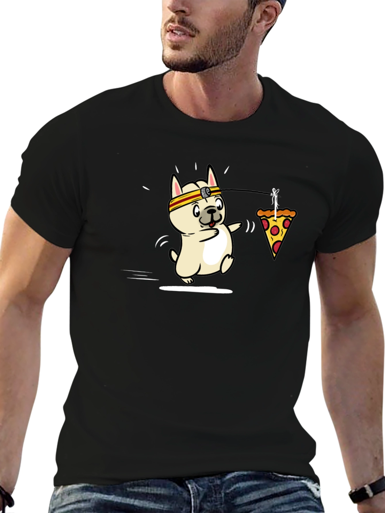 Black Dog Pizza Funny Graphic T-Shirt view 6