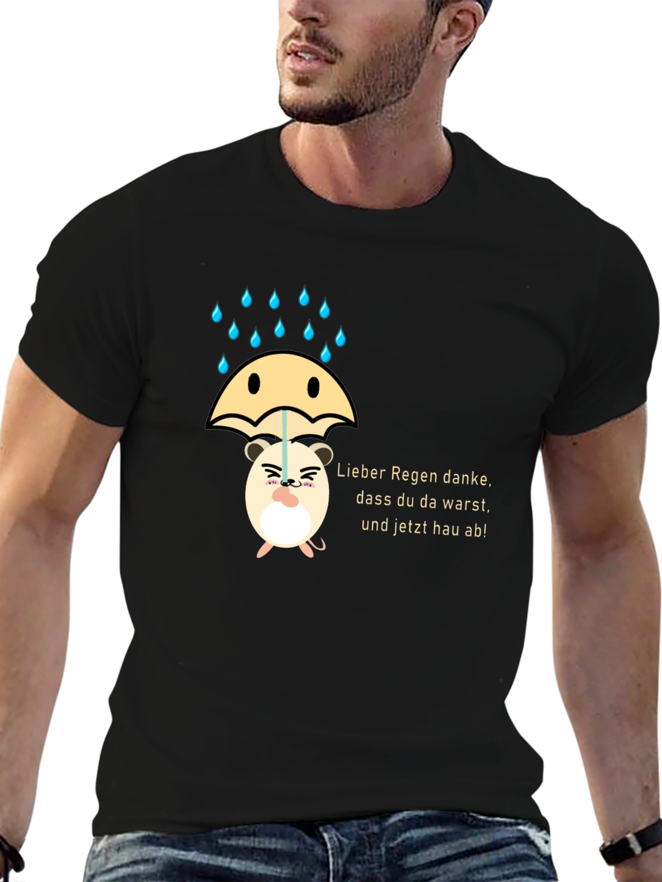 Funny Hamster Rain T-Shirt - 6