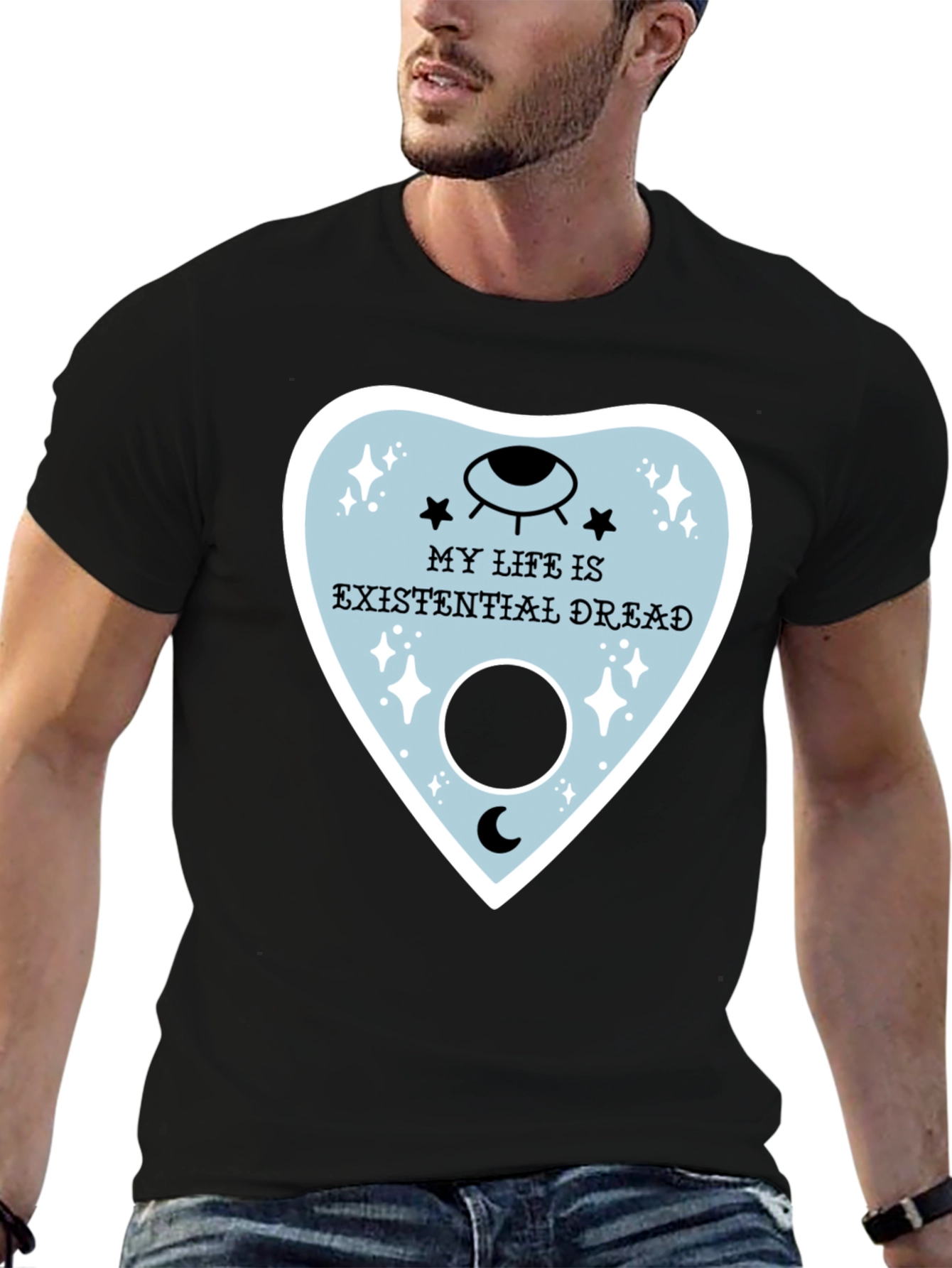 Black Existential Dread Graphic Tee - Unisex Black T-Shirt view 6
