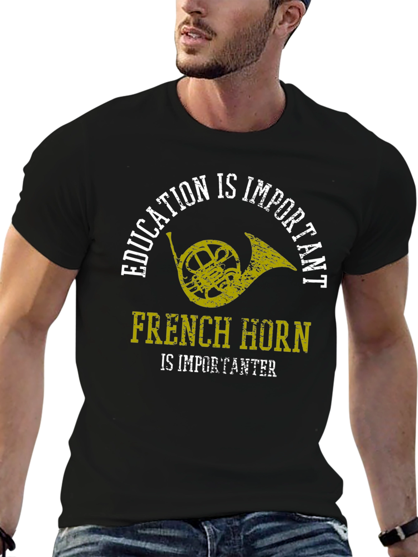 Black French Horn is Importanter Graphic T-Shirt view 6
